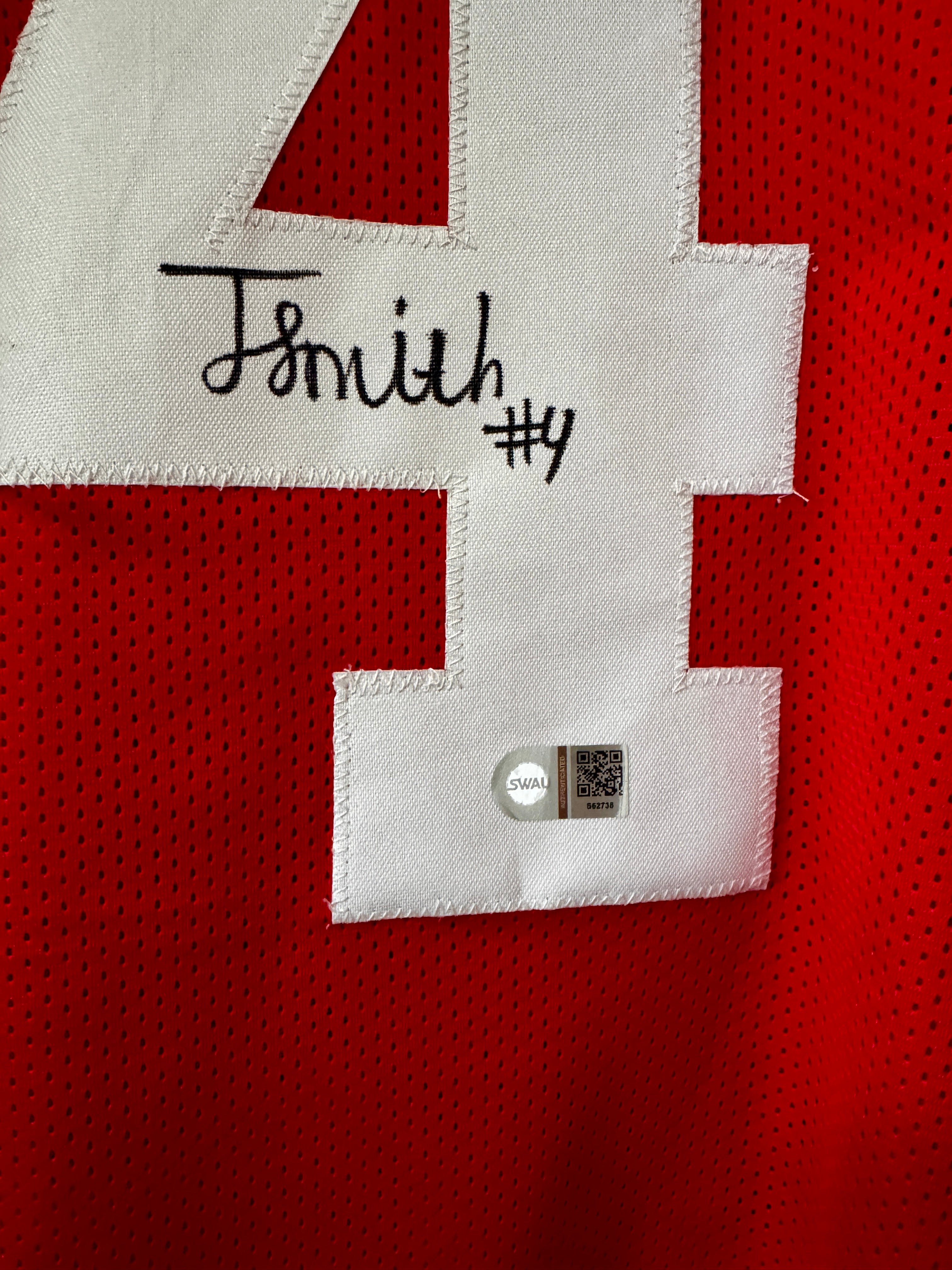 Jeremiah Smith Autographed Custom Ohio State Red Jersey For Framing – SWAU SOA