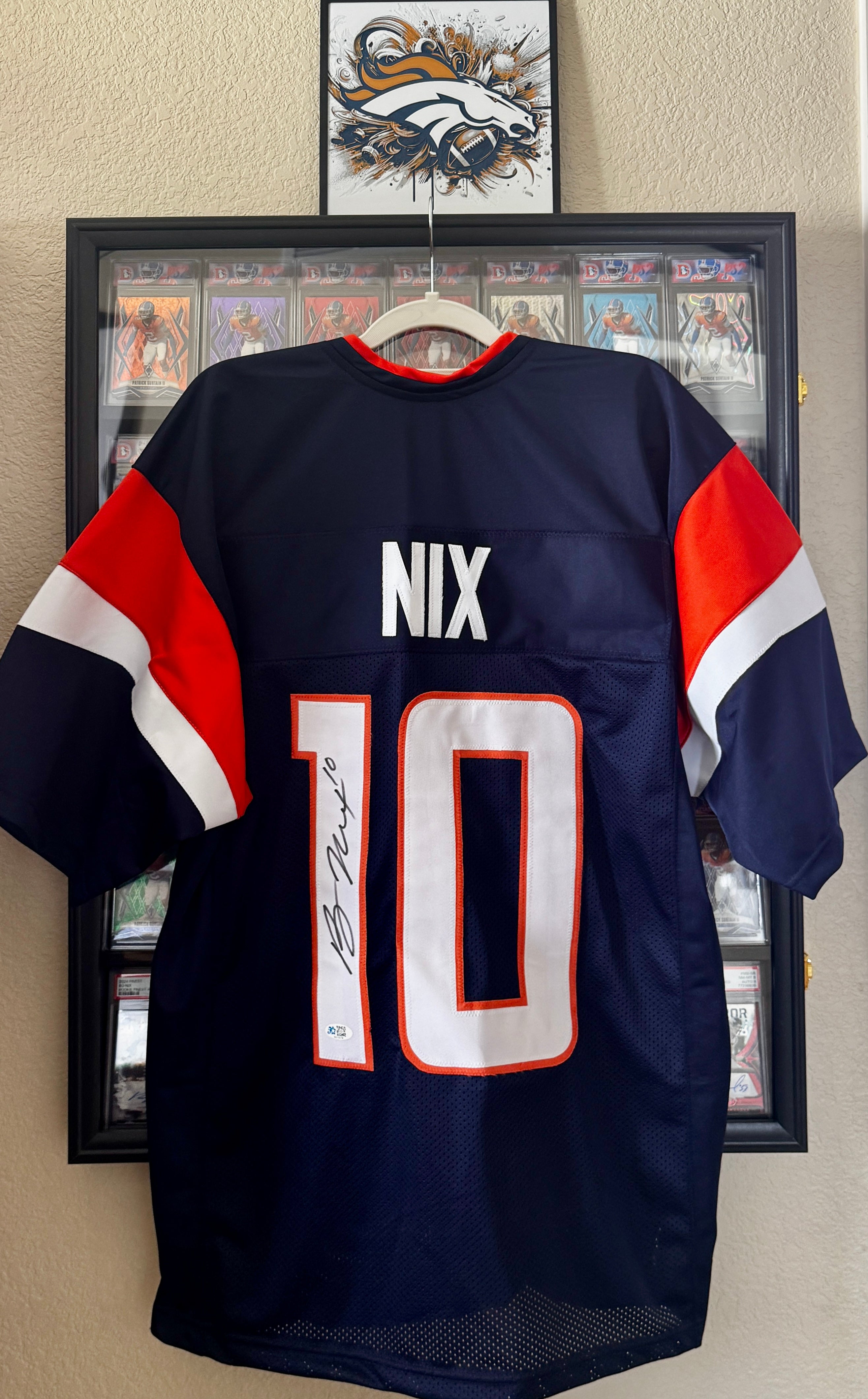 Bo Nix Autographed Custom Denver Player Jersey For Framing – 5 Star/W