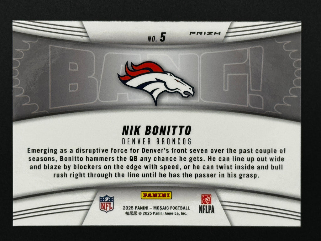 2025 Panini Mosaic BANG! #5 Nik Bonitto – Complete 9-Card Parallel Rainbow Set