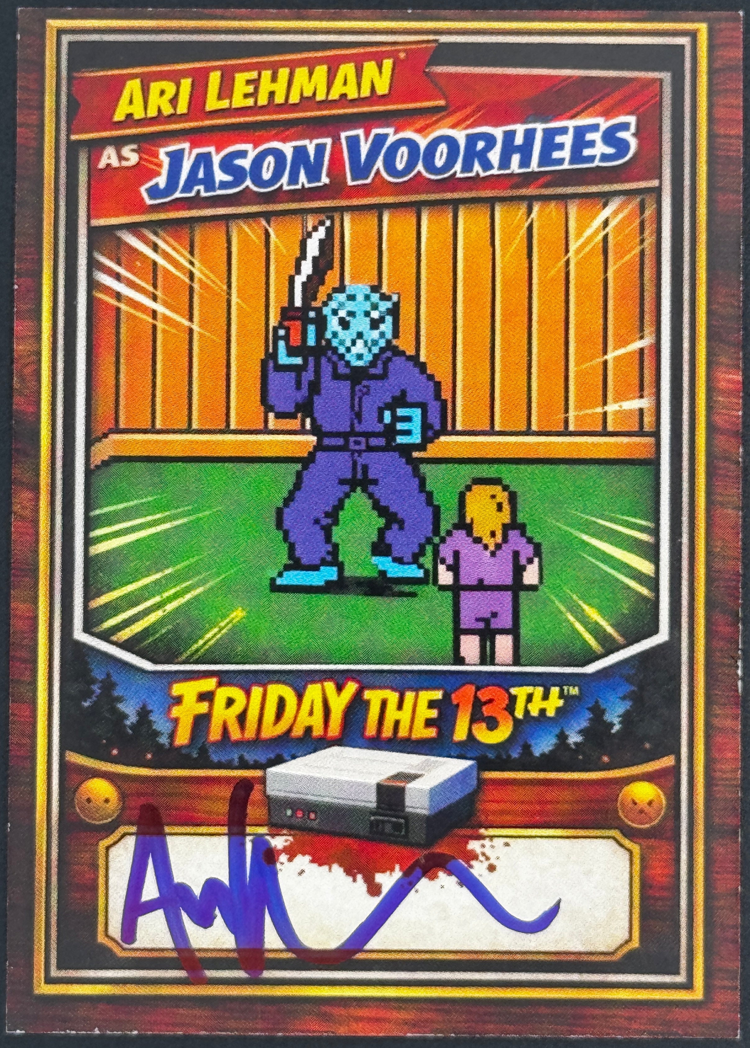 Ari Lemon Autographed Friday the 13th Jason Game Card, Prime Time SOA