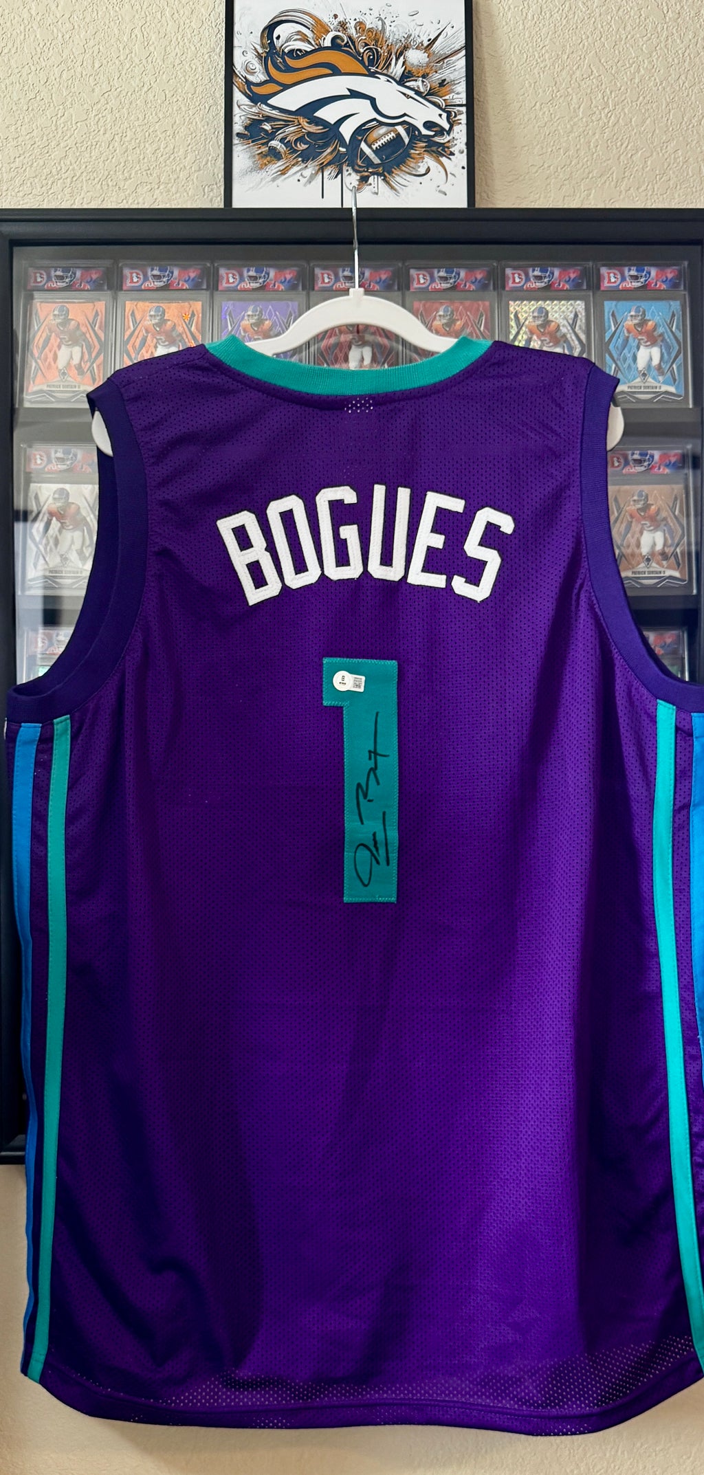Muggsy Bogues Autographed Custom Charlotte Hornets Jersey For Framing – Beckett/W SOA