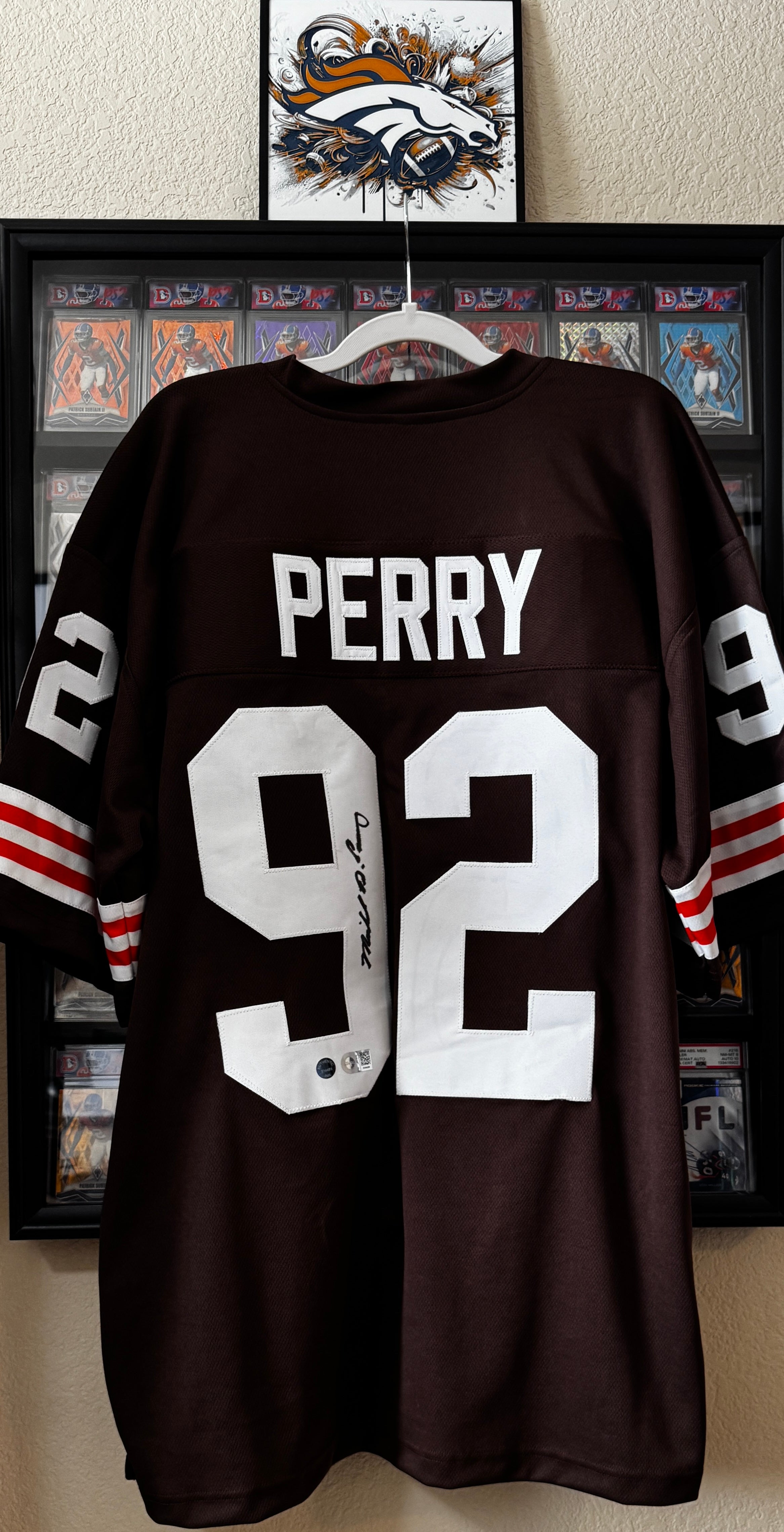 Michael D. Perry Autographed Custom Cleveland Browns Jersey For Framing – JSA /W SOA