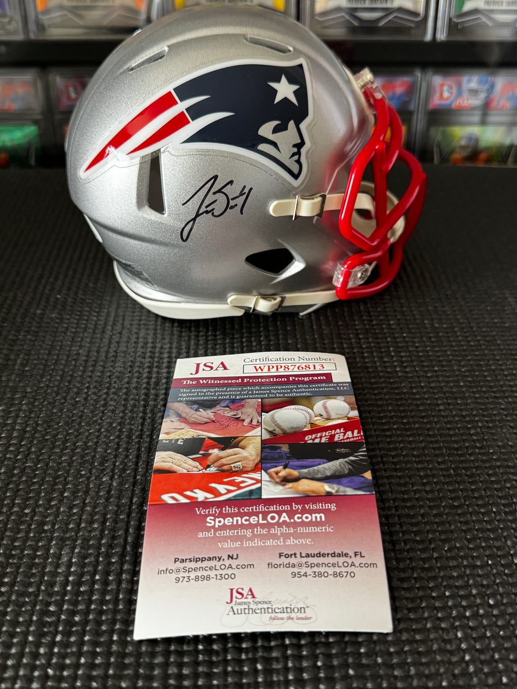 Jarrett Stidham Autographed New England Patriots Mini Helmet – JSA/W