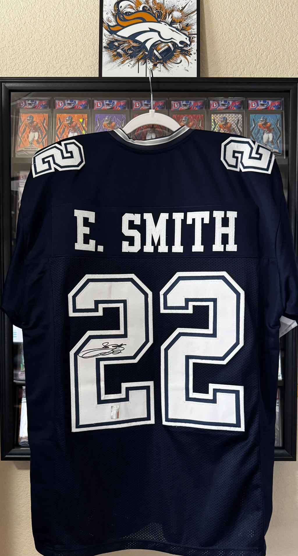 Emmitt Smith Autographed Custom Dallas Cowboys Jersey For Framing – Player Hologram