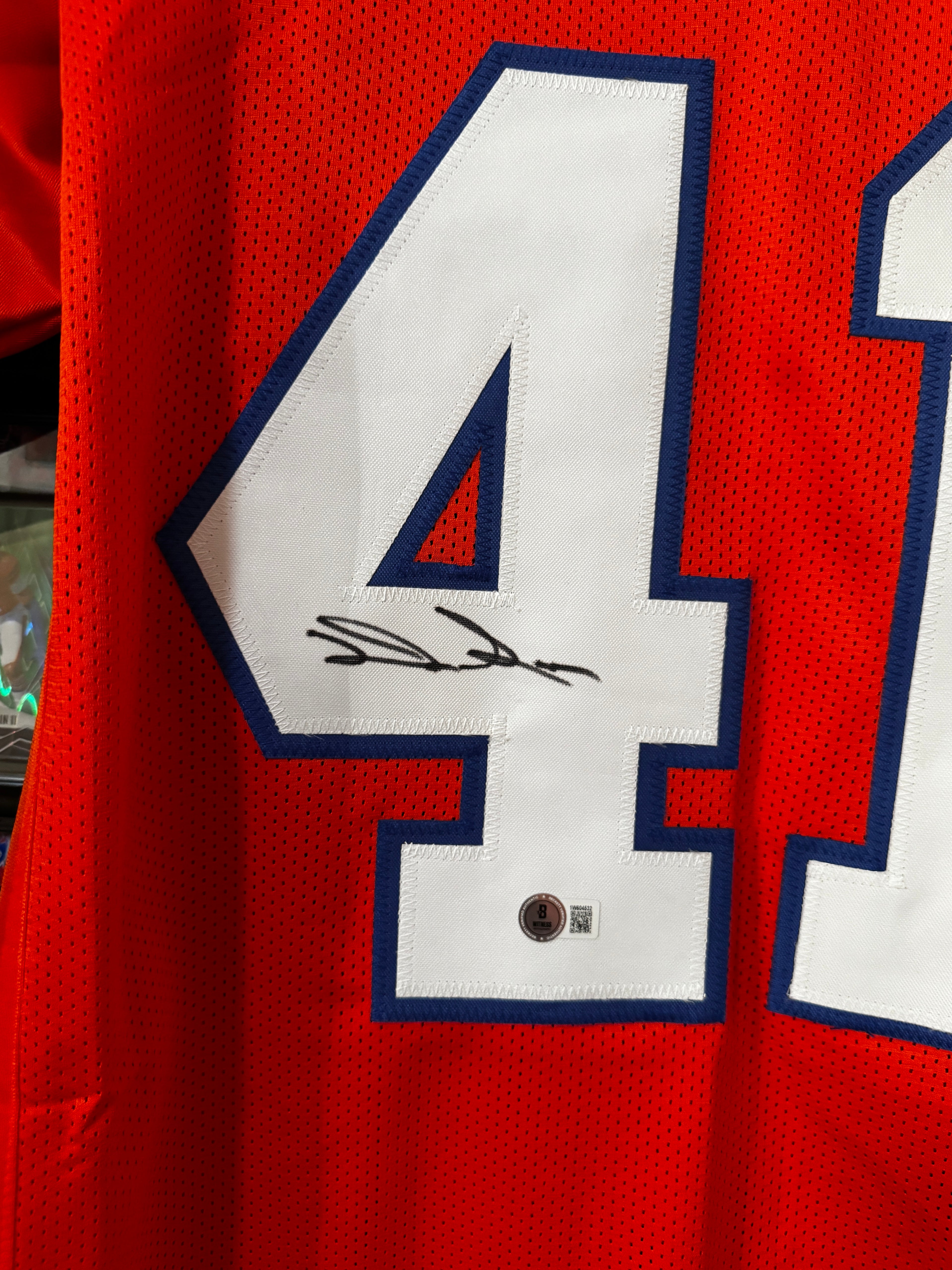 Drew Sanders Autographed Custom Denver Broncos Jersey, Beckett/W