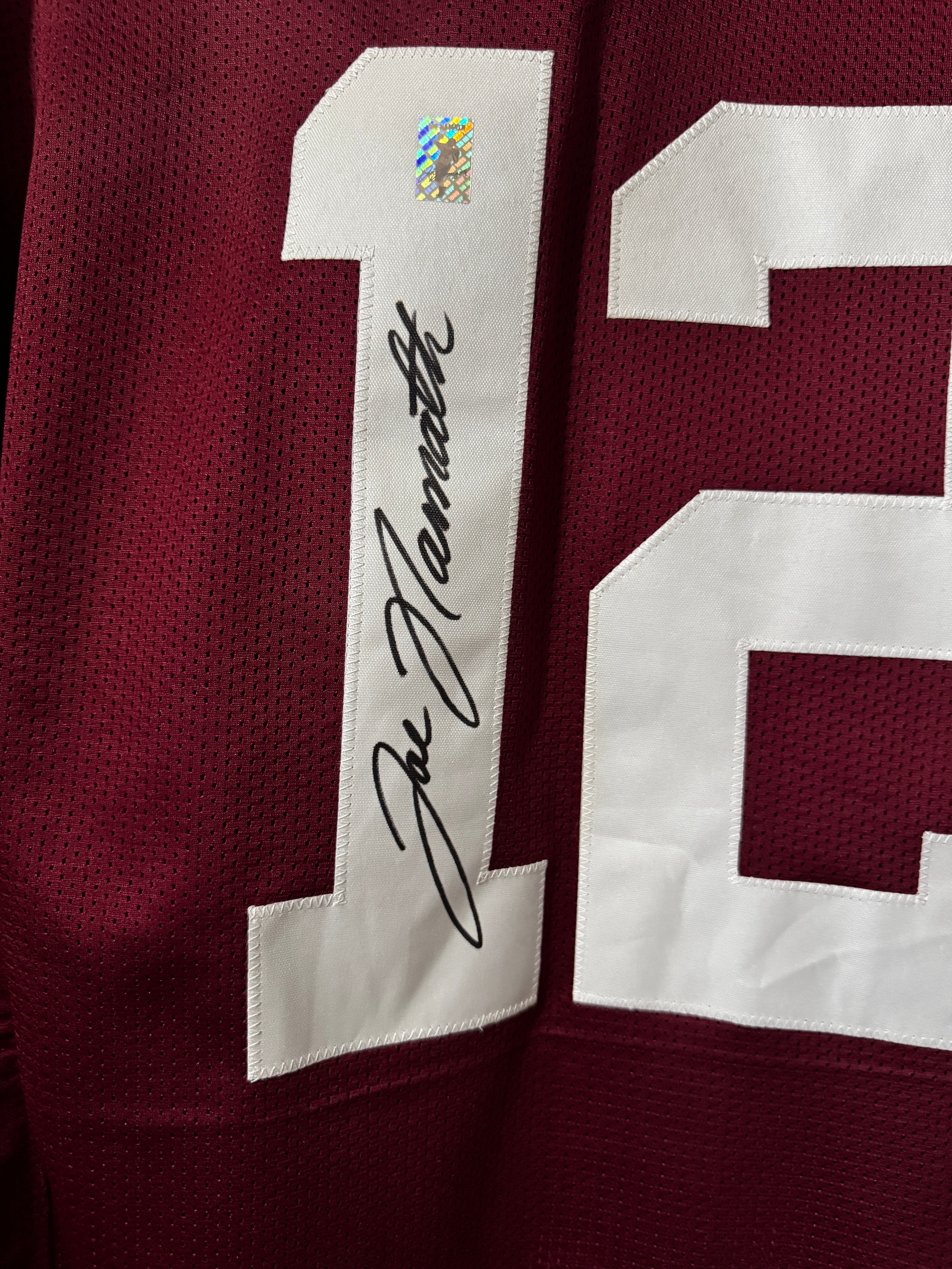 Joe Namath Autographed Custom Alabama Jersey, Player Halo SOA