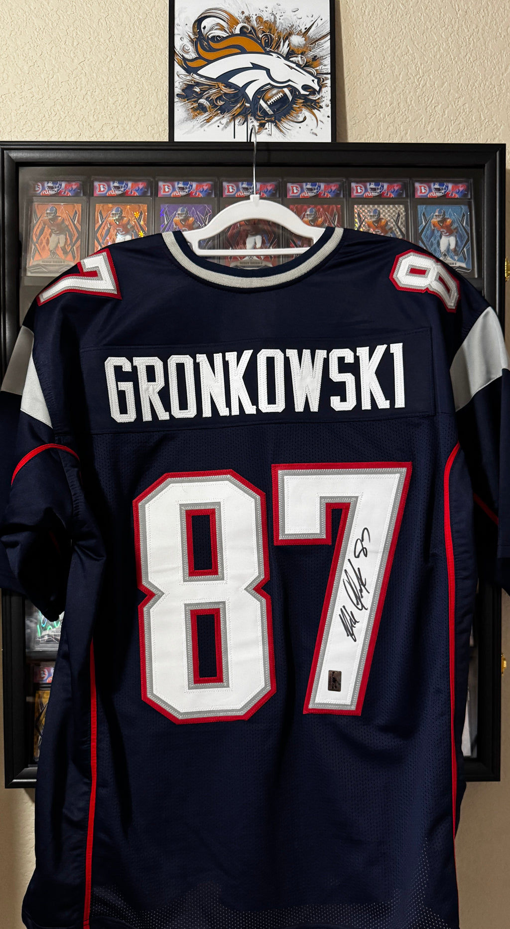Rob Gronkowski Autographed Custom Patriots Jersey, Player Halo COA