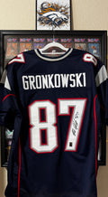 Rob Gronkowski Autographed Custom Patriots Jersey, Player Halo COA