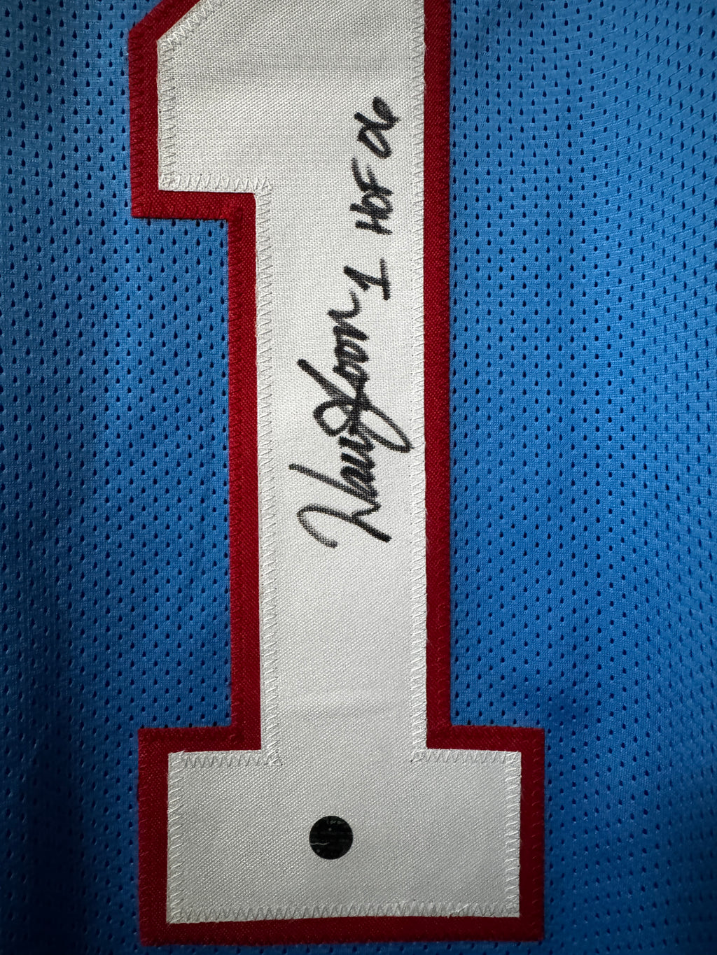 Warren Moon - Autographed Houston Oilers - Baby Blue - Wilder Sports SOA