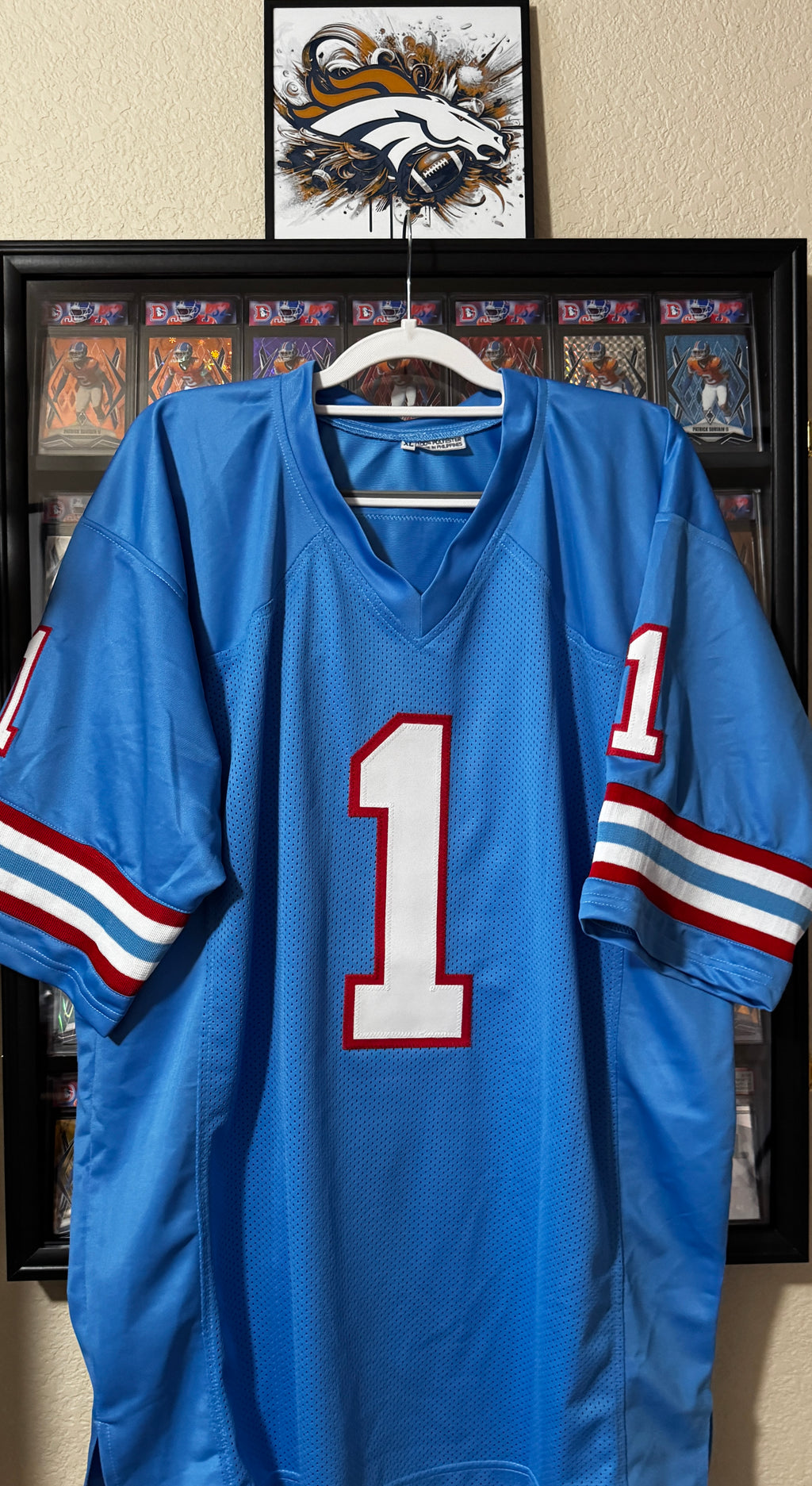 Warren Moon - Autographed Houston Oilers - Baby Blue - Wilder Sports SOA