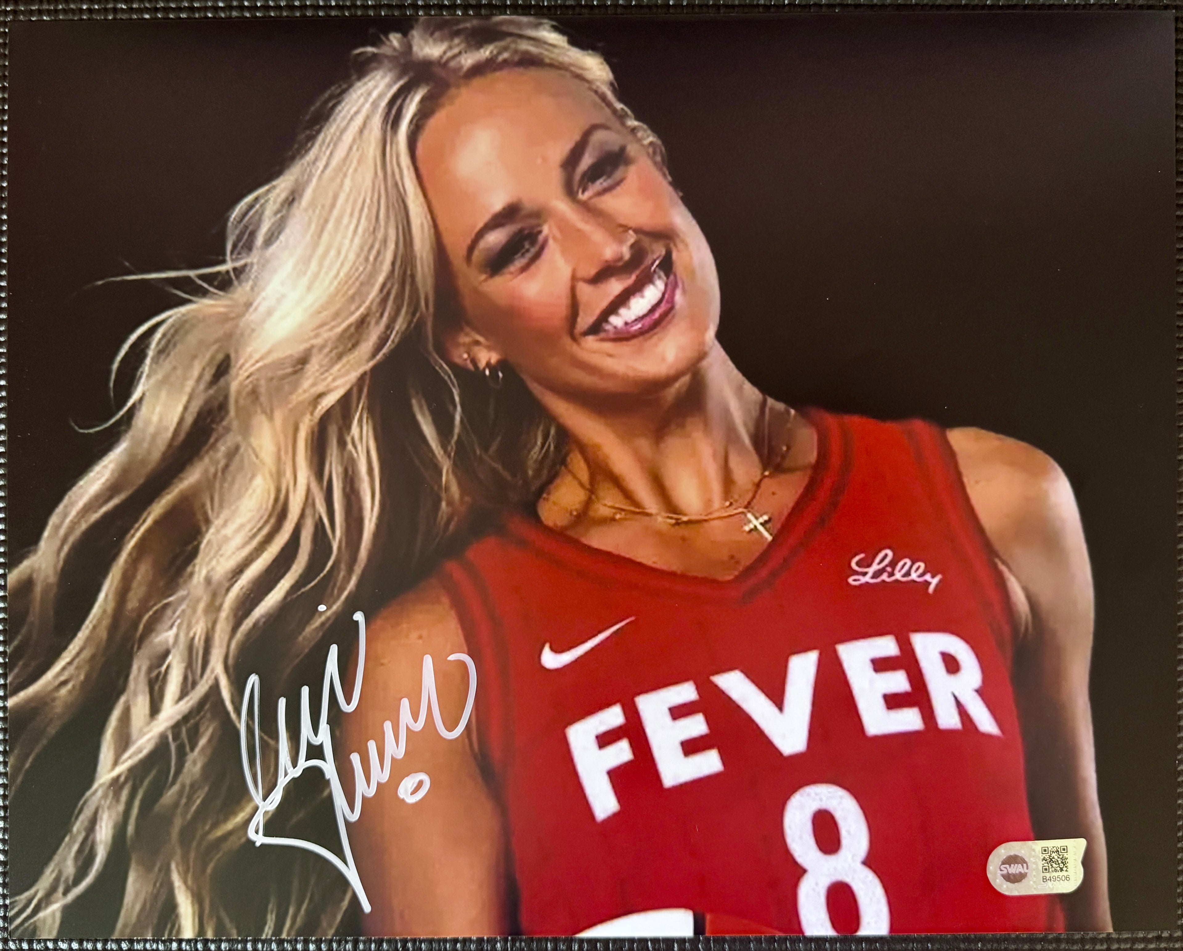 Sophie Cunningham WNBA Indiana Fever Signed 11x14Wind Blown Hair - SWAU COA (Blurry Image)