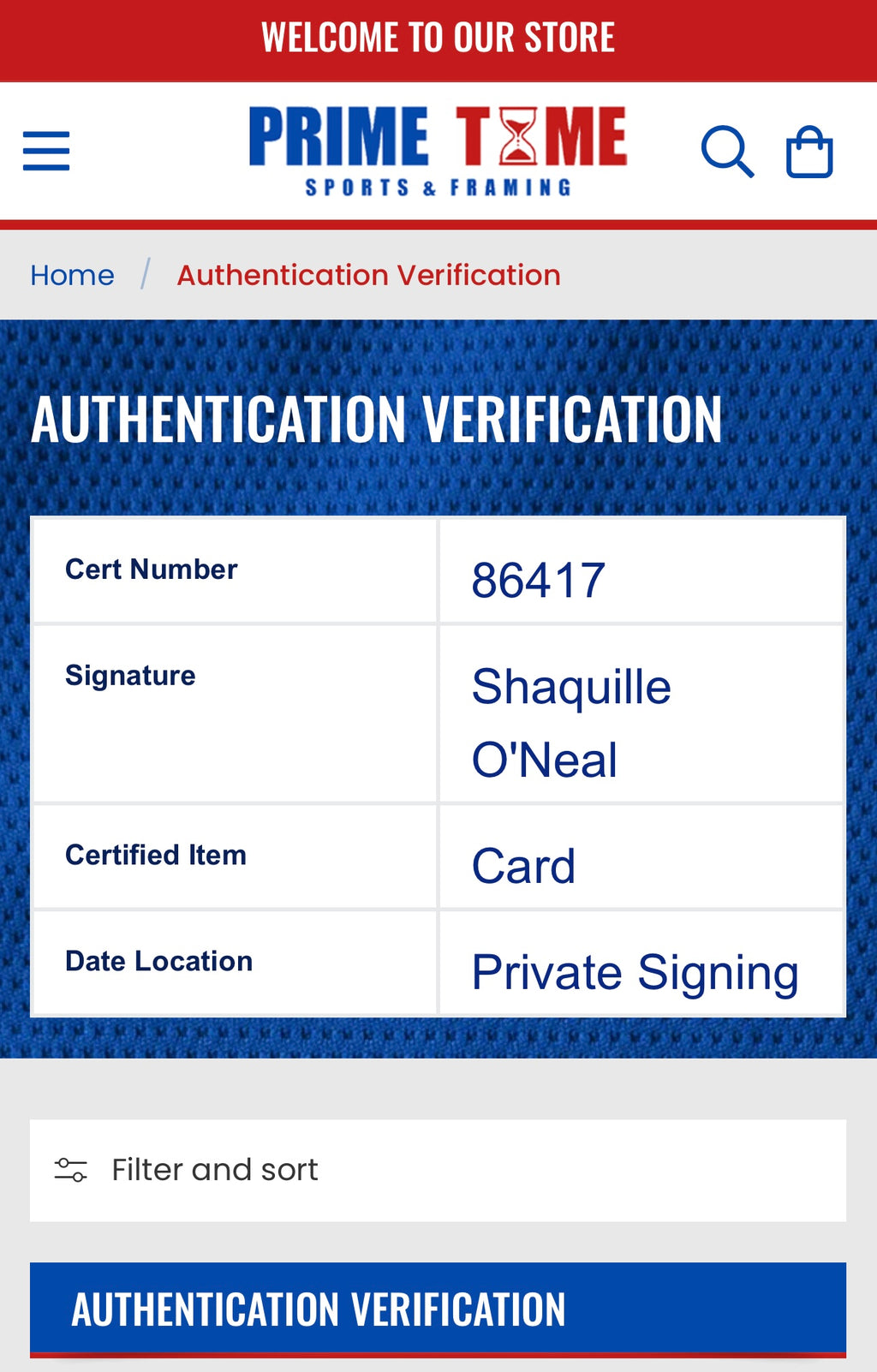 Shaquille O'Neal Autographed 22-23 Panini Prizim Team USA Card, Prime Time SOA