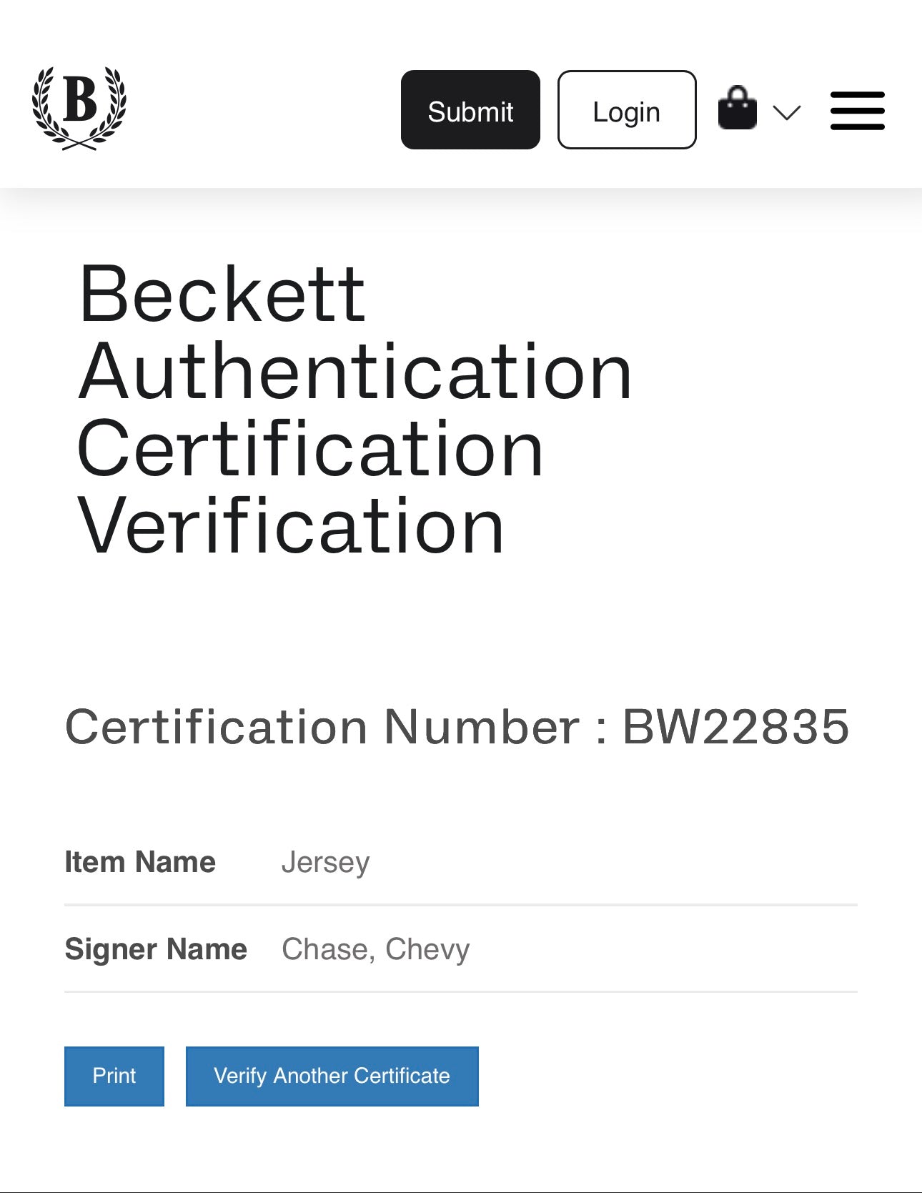 Chevy Chase Autographed Clark Griswold Chicago Bears Jersey /W Beckett