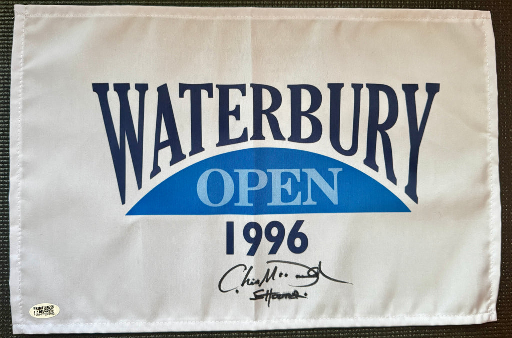 Christopher McDonald Autographed Waterbury Open Golf Pin Flag from Happy Gilmore with Shooter McGavin Inscription, Prime Time SOA
