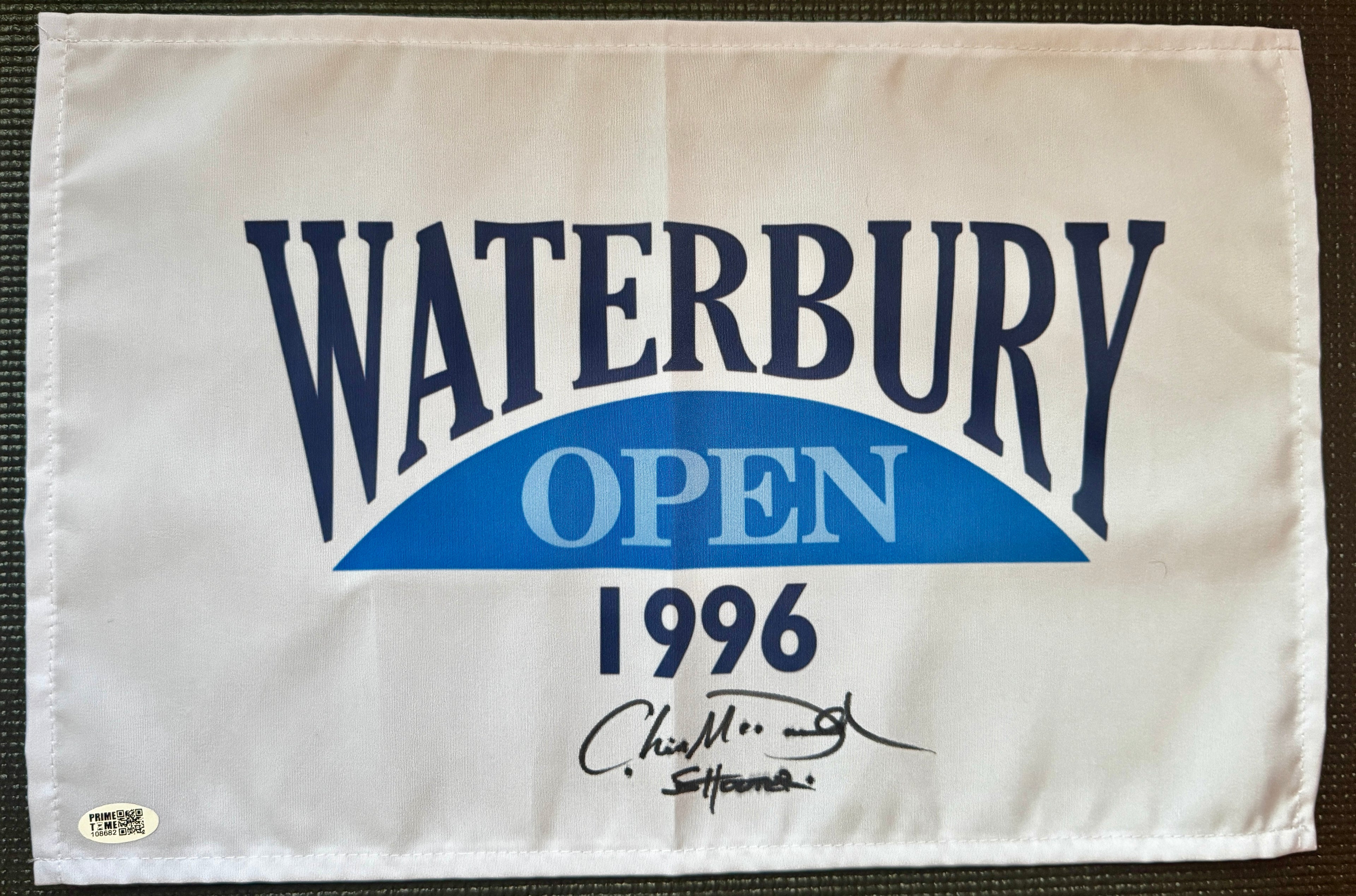 Christopher McDonald Autographed Waterbury Open Golf Pin Flag from Happy Gilmore with Shooter McGavin Inscription, Prime Time SOA