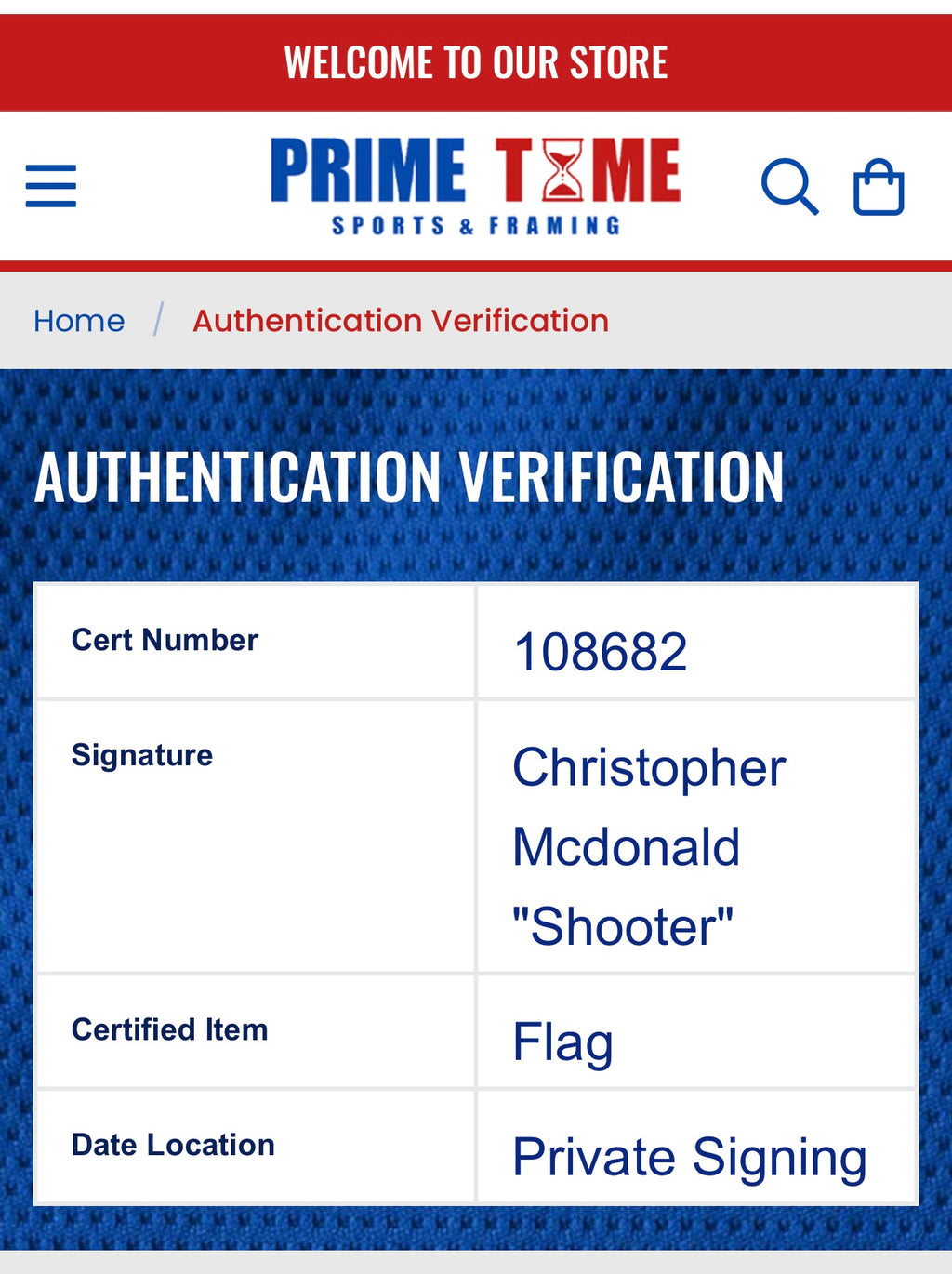 Christopher McDonald Autographed Waterbury Open Golf Pin Flag from Happy Gilmore with Shooter McGavin Inscription, Prime Time SOA