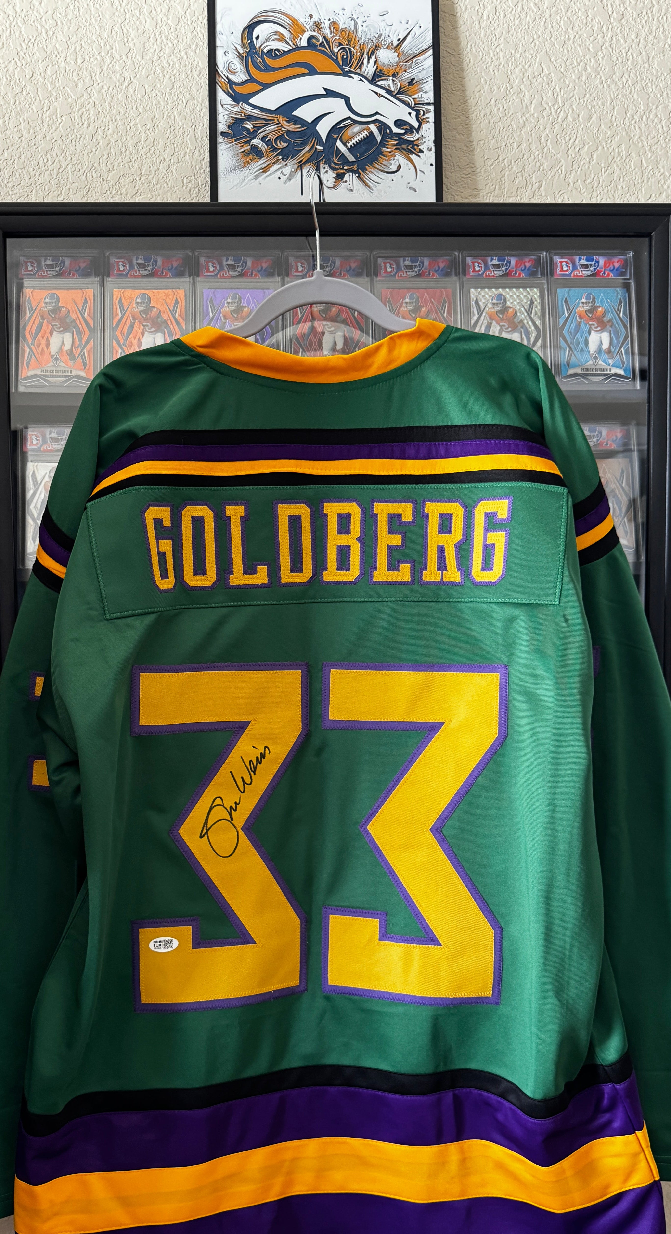 Shawn Weise Autographed Goldberg Mighty Ducks Jersey, Prime Time SOA