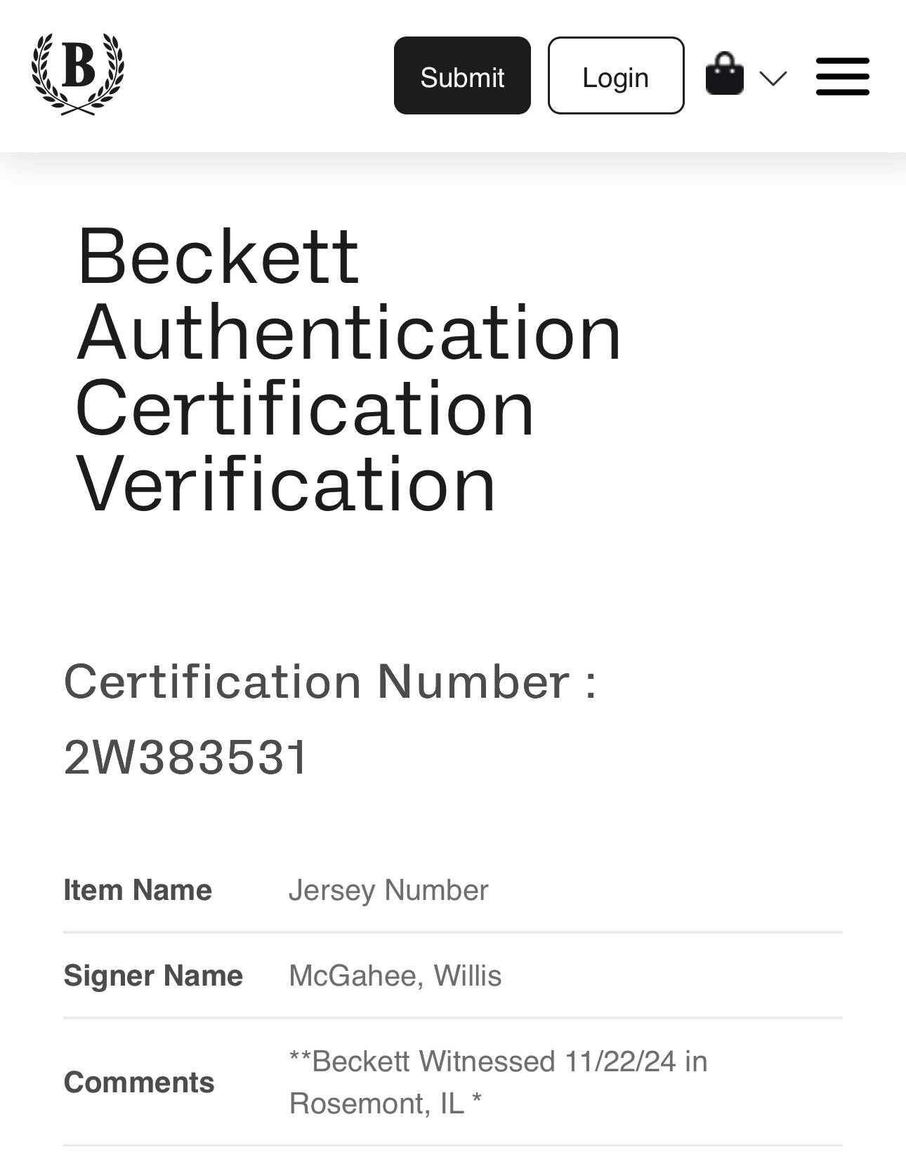 Willis McGahee Autographed XL Custom Broncos Jersey, Beckett SOA