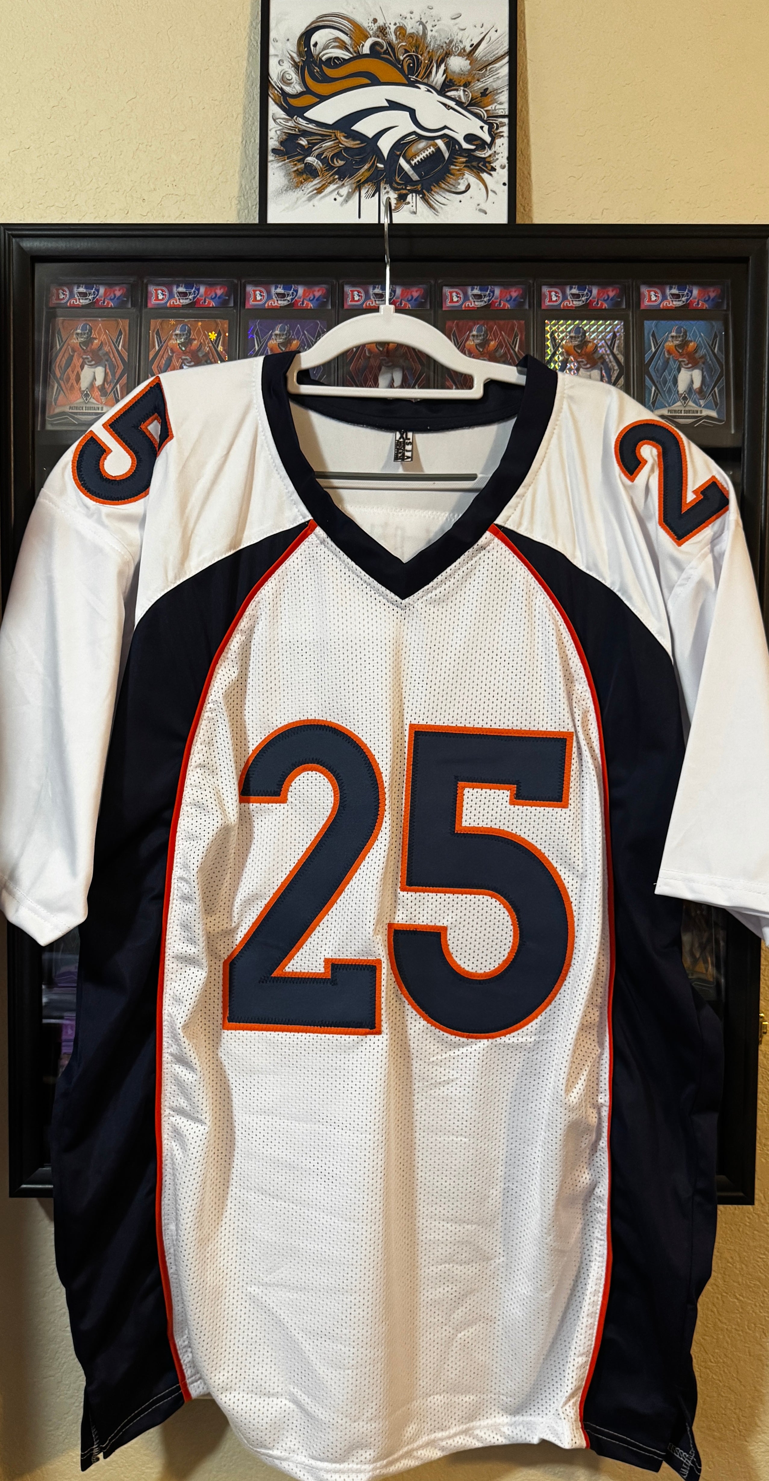 Lendale White Autographed & Inscribed XL Custom Broncos Jersey For Framing – Beckett/W