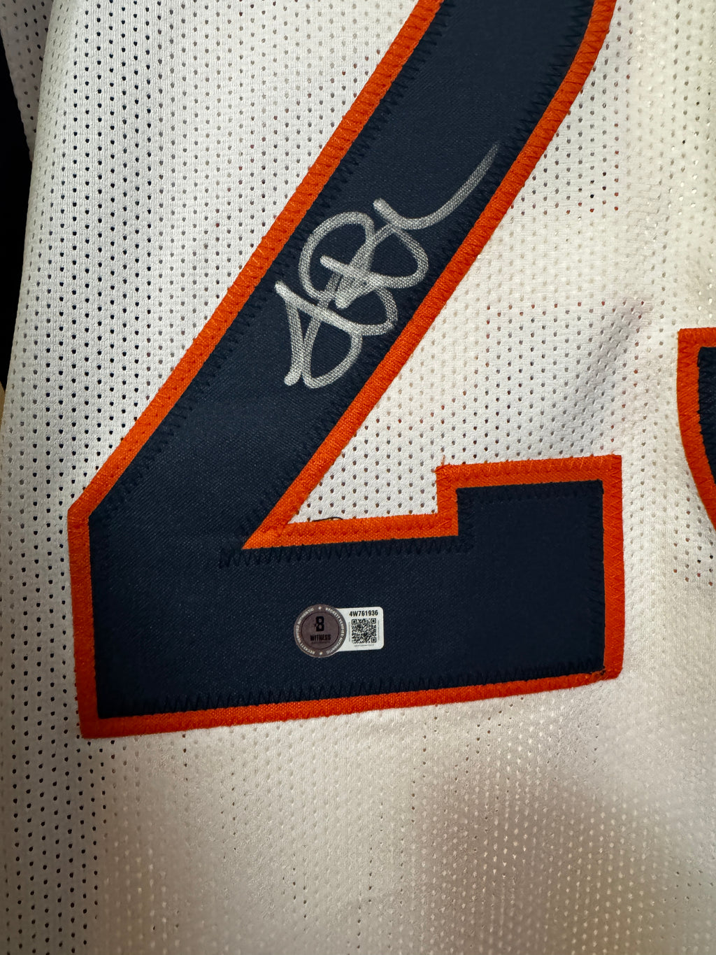 Lendale White Autographed & Inscribed XL Custom Broncos Jersey For Framing – Beckett/W