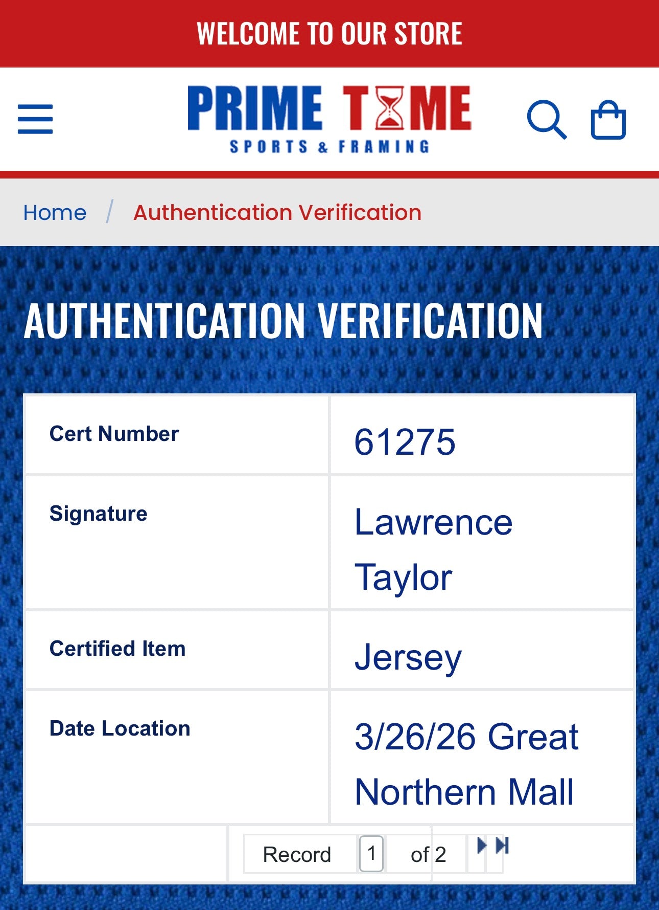 Lawrence Taylor Autographed XL Miami Sharks Player Jersey For Framing – PrimeTime/W