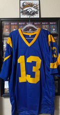 Kurt Warner Signed Custom Rams Jersey, Warner Hologram SOA