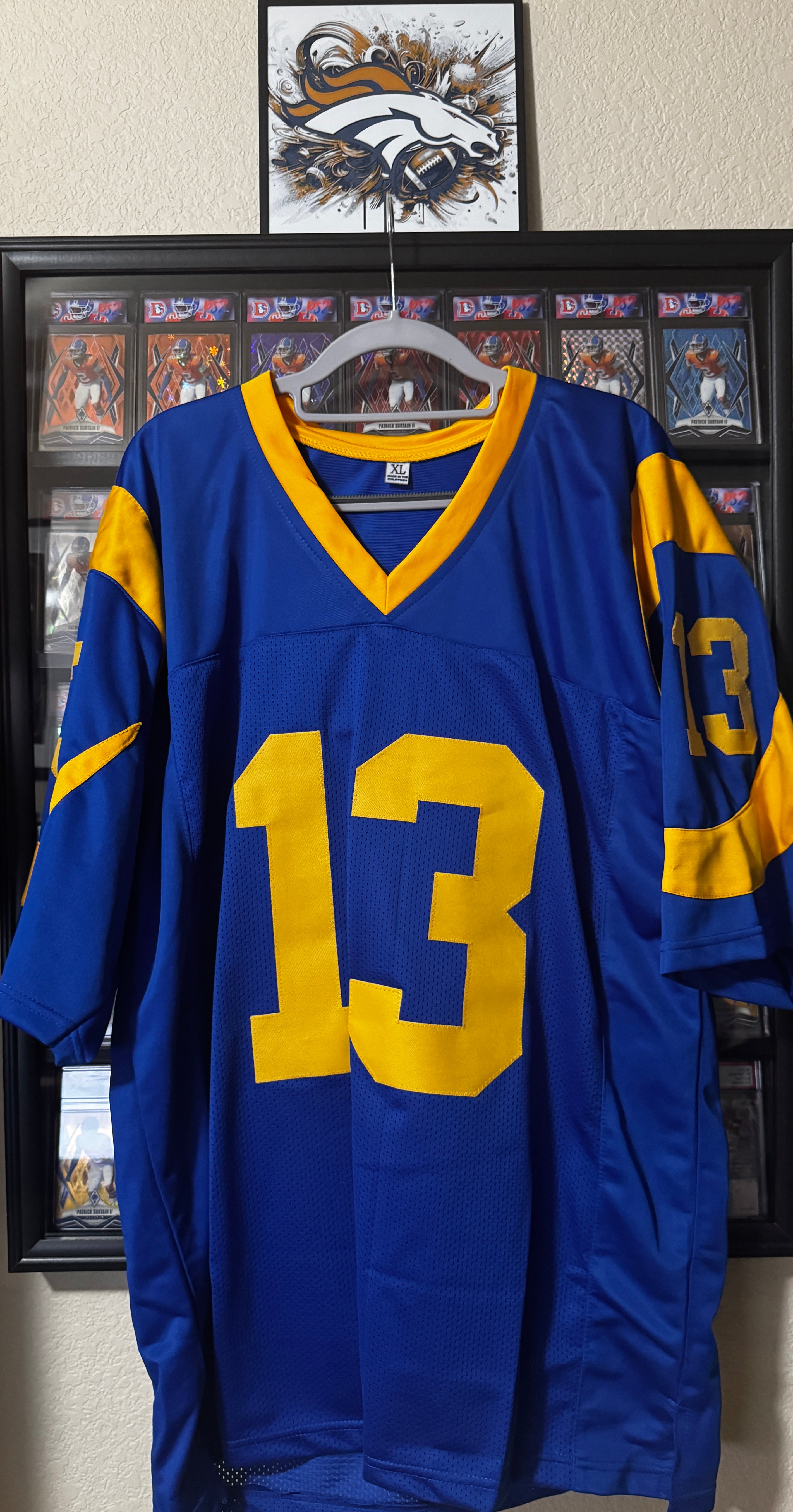 Kurt Warner Signed Custom Rams Jersey, Warner Hologram SOA