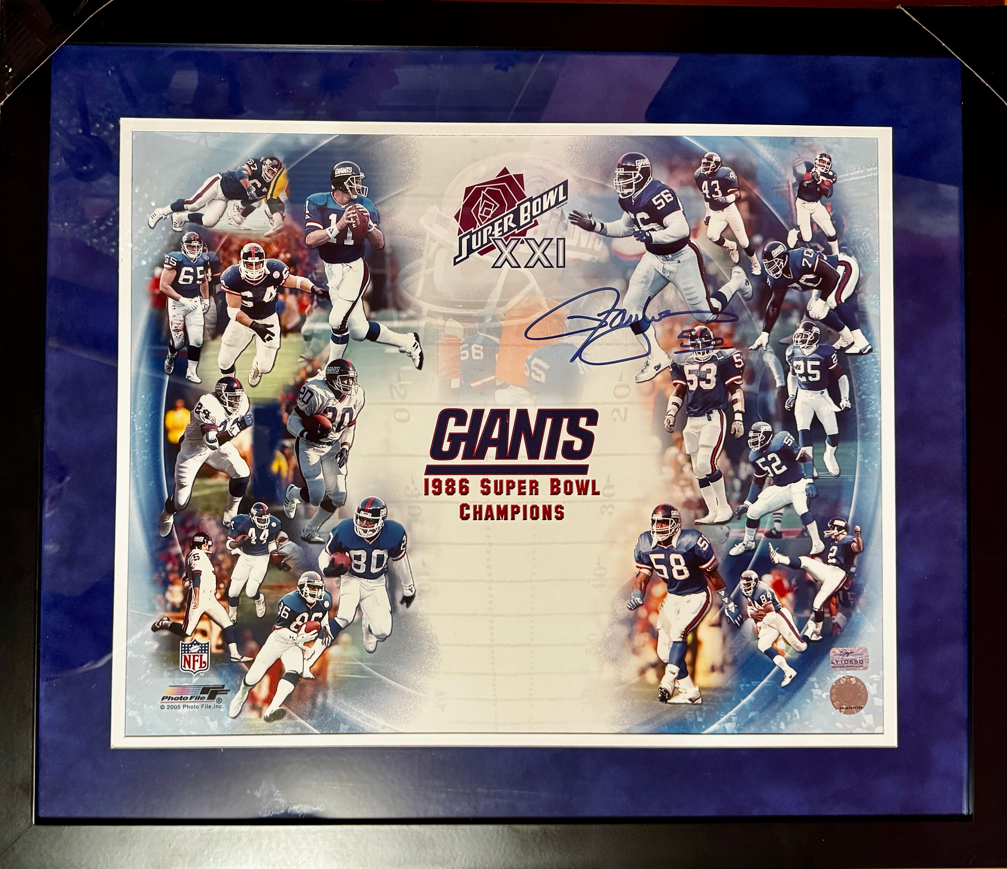 Lawrence Taylor Autographed Giants Super Bowl XXI Framed 16 x 20 Photo, Steiner COA