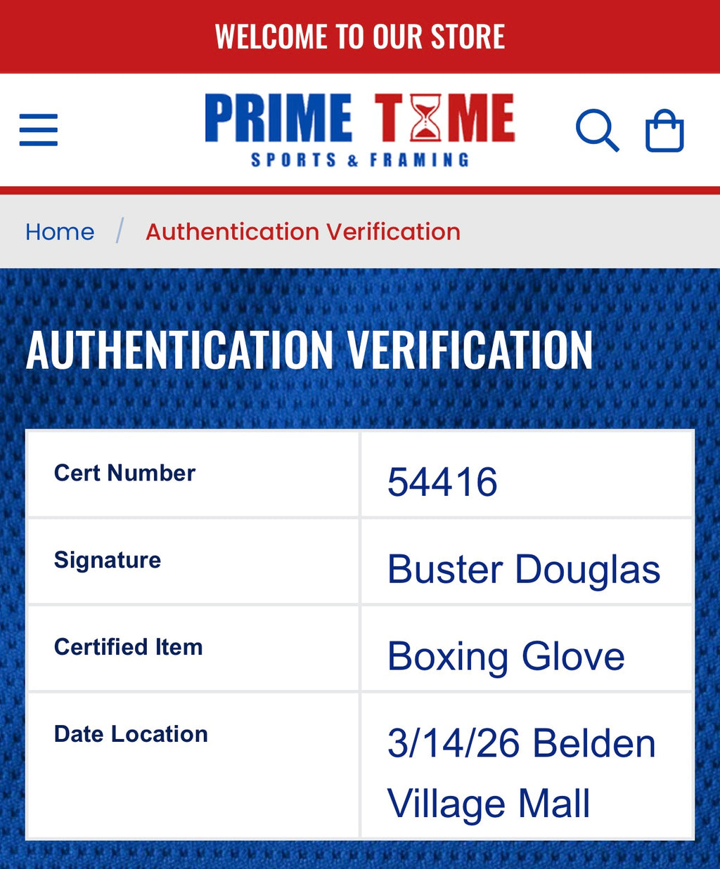 James Buster Douglas Signed Red Boxing Glove, PrimeTime/W