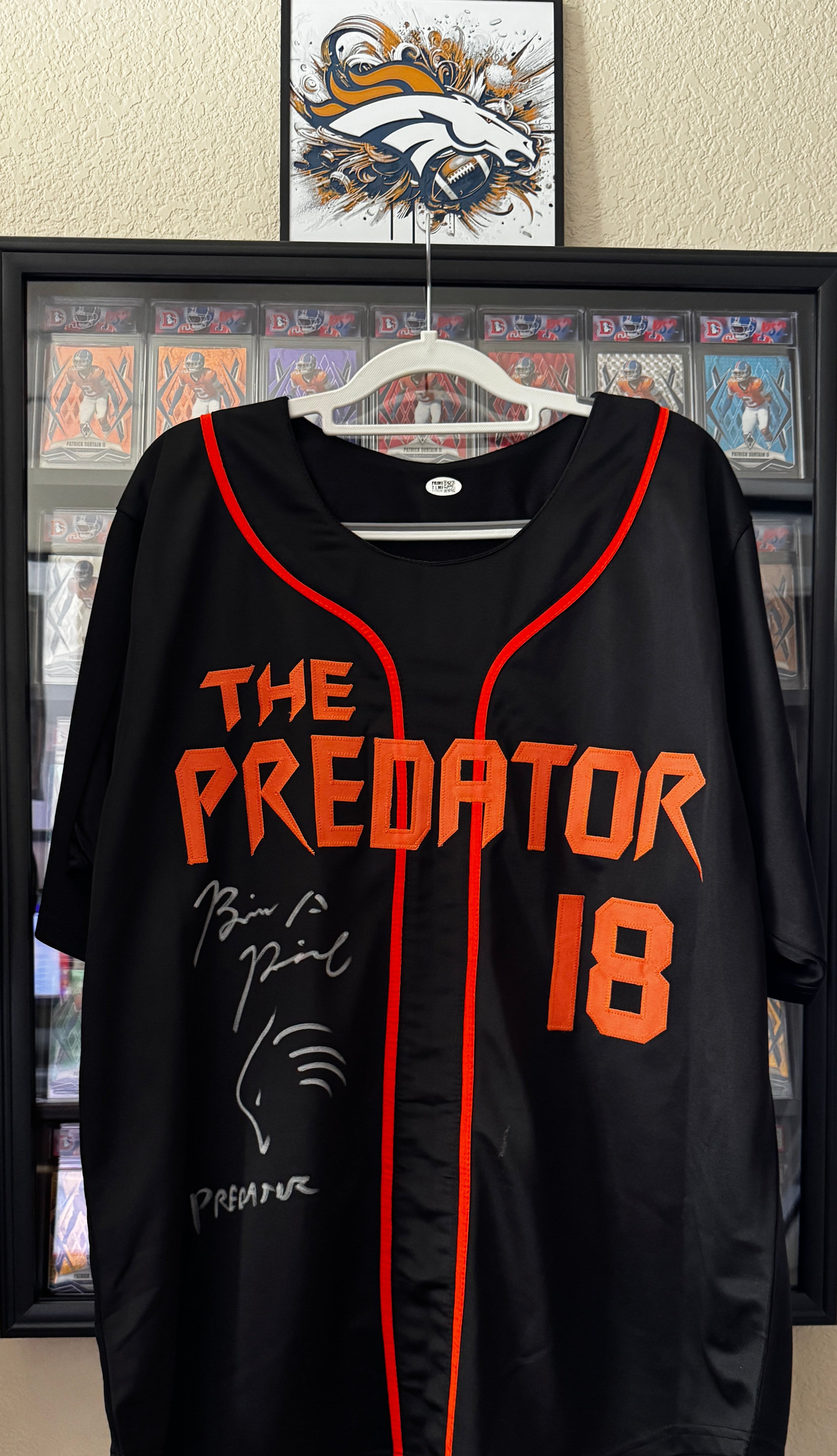 Brian Prince Autographed "Predator" Jersey W/ Mask Drawing, Prime Time SOA