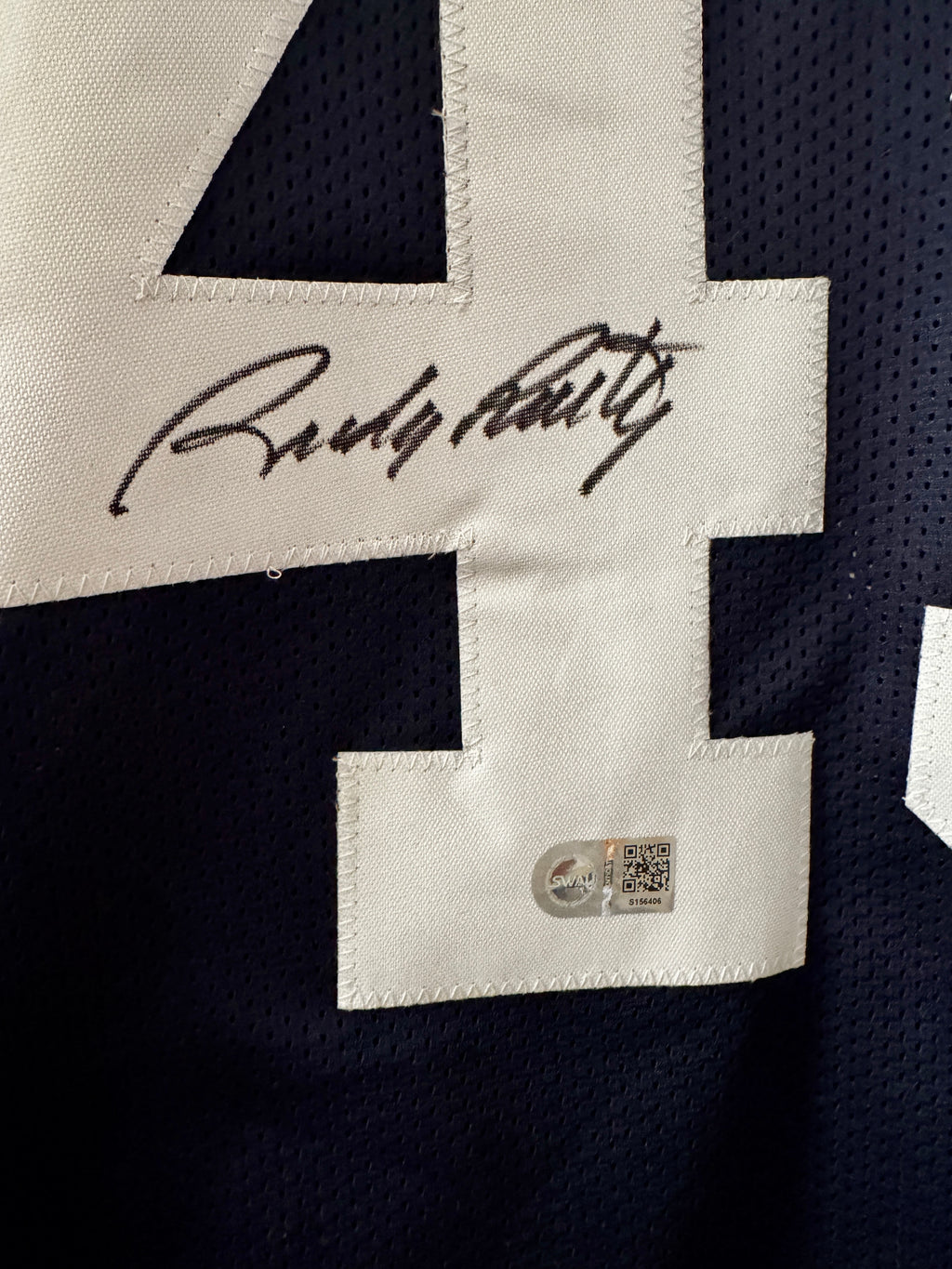 Rudy Ruettiger Signed Notre Dame Jersey, SWAU SOA
