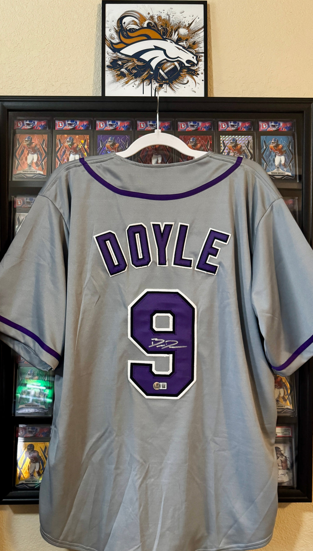 Brenton Doyle, Autographed Custom Colorado Rockies Jersey - Silver, Beckett SOA
