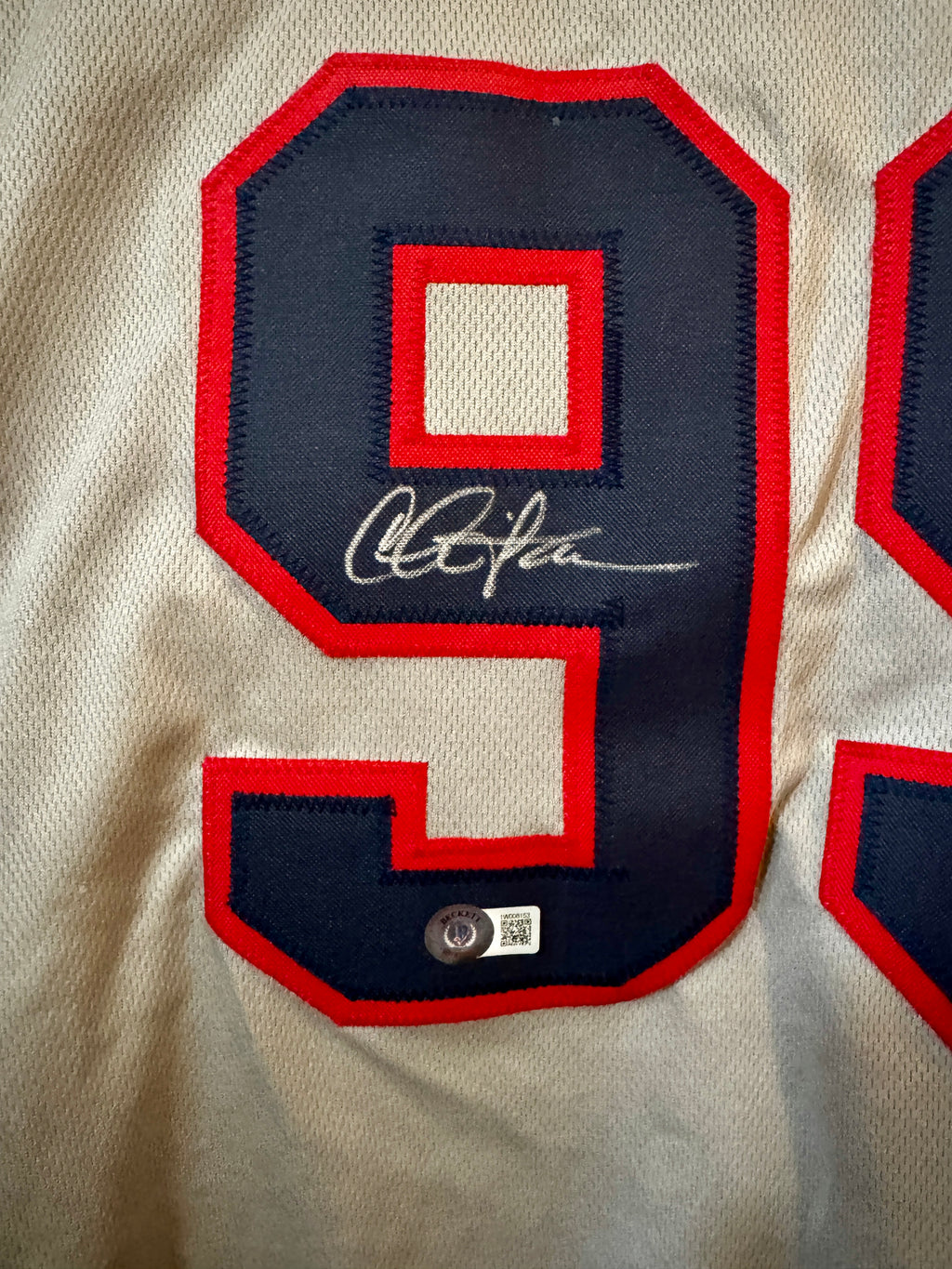 Charlie Sheen Autographed Custom Major League Ricky Vaughn Cleveland Silver Jersey,  Beckett COA
