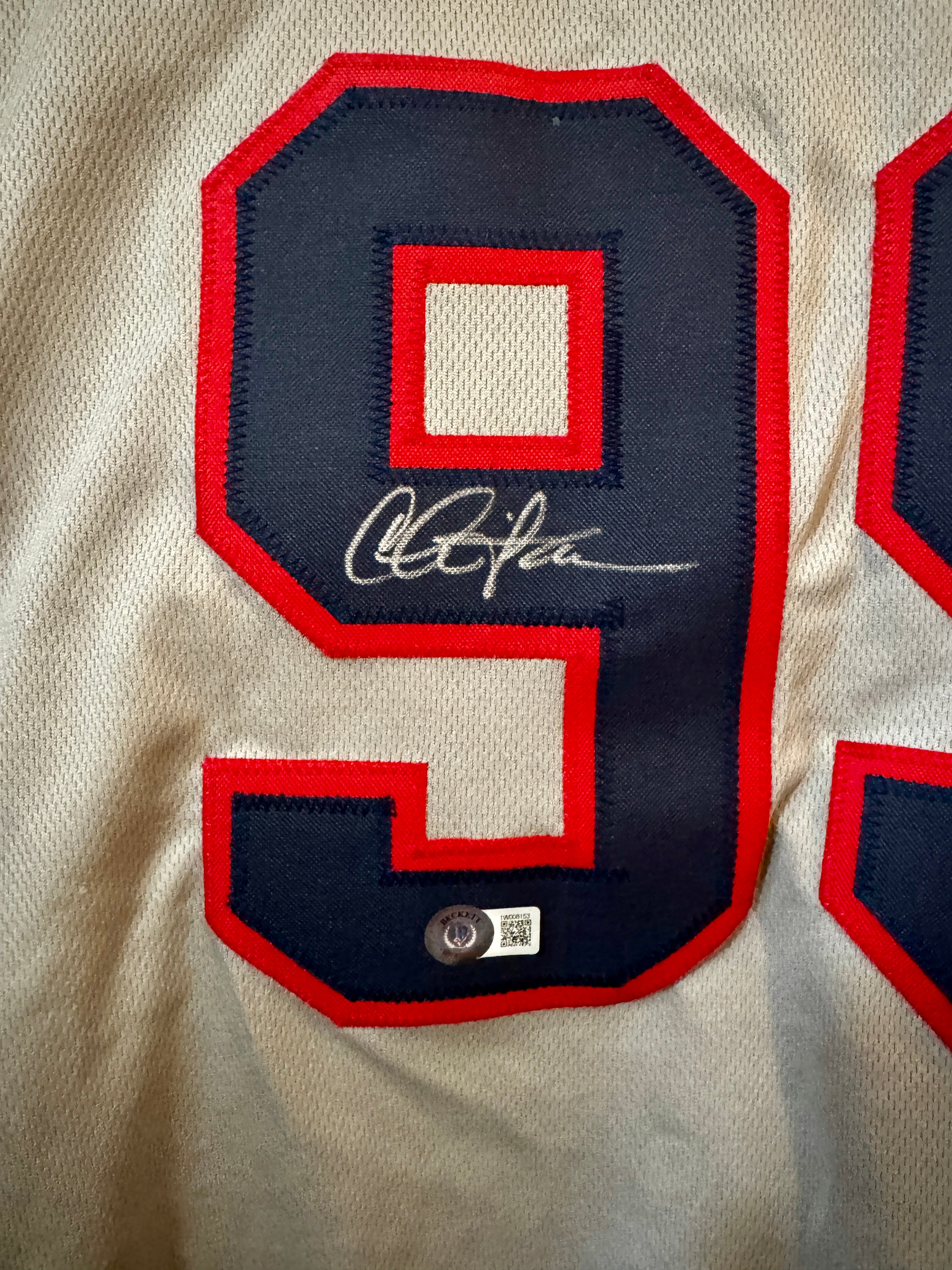 Charlie Sheen Autographed Custom Major League Ricky Vaughn Cleveland Silver Jersey,  Beckett COA