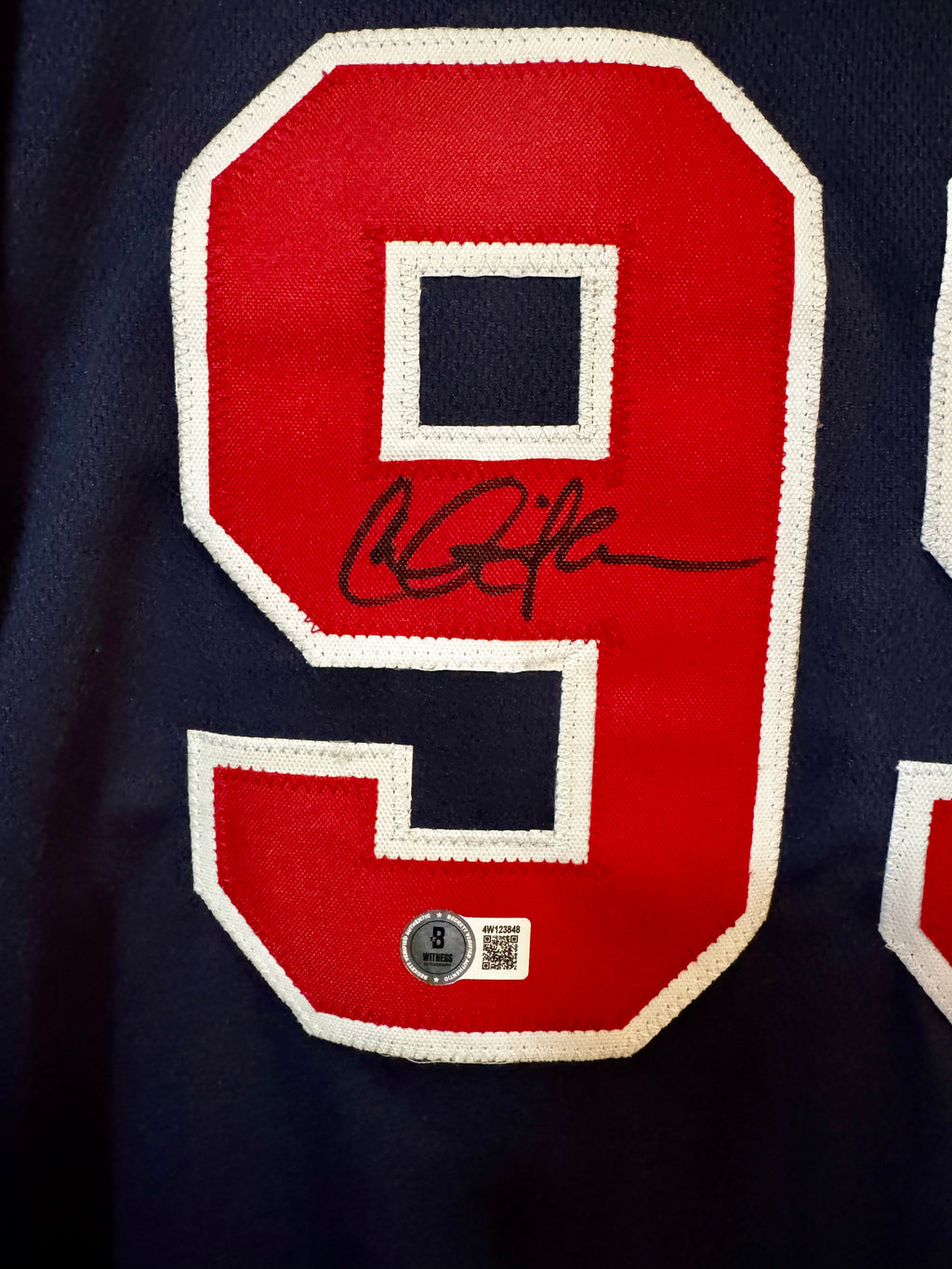 Charlie Sheen Autographed Custom Major League Ricky Vaughn Cleveland Sleeveless Navy Jersey,  Beckett COA