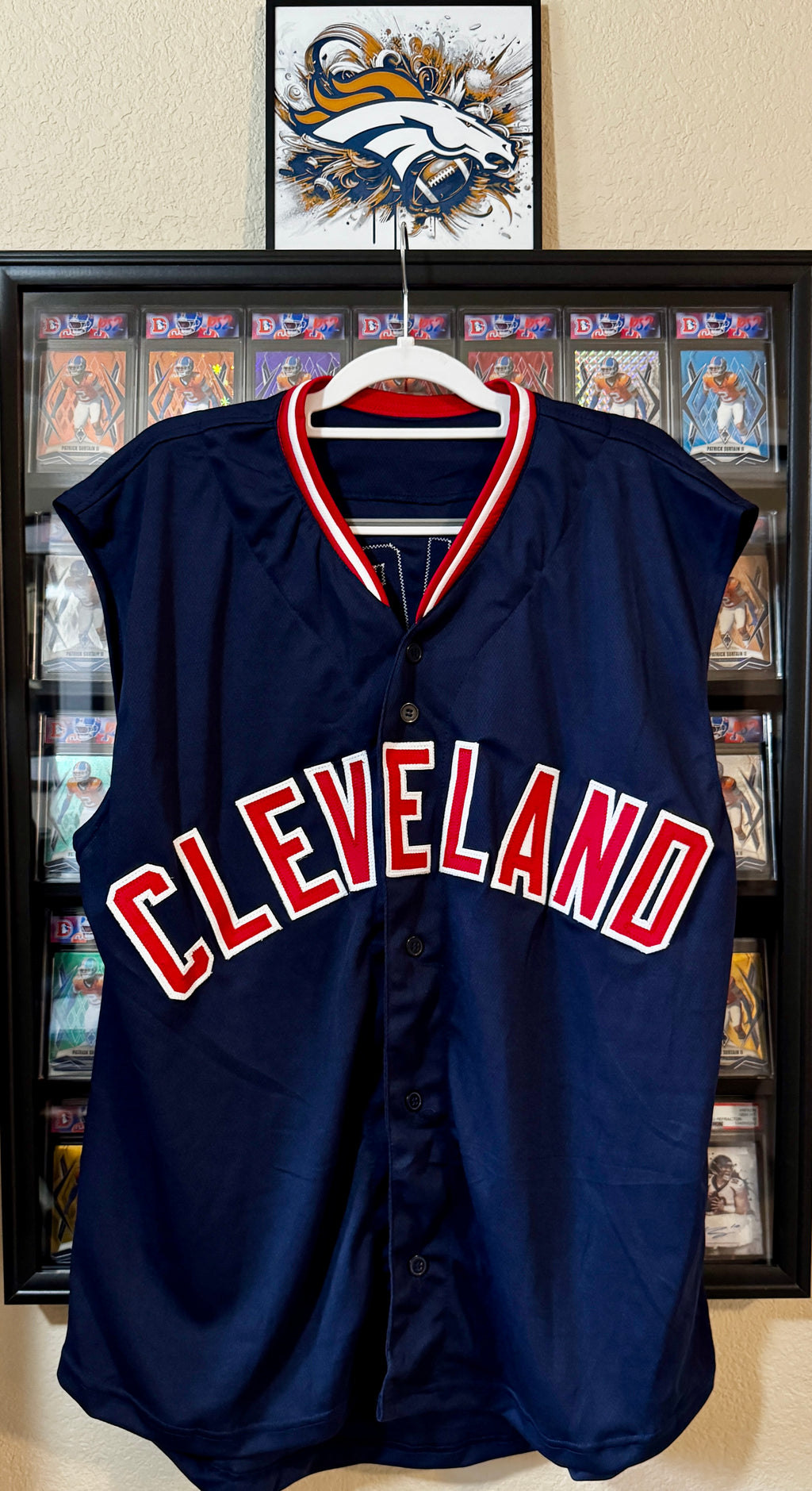 Charlie Sheen Autographed Custom Major League Ricky Vaughn Cleveland Sleeveless Navy Jersey,  Beckett COA