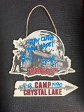 Ari Lemon Autographed & Inscribed "Stay Outta My Lake!" Blue Ink Camp Crystal Lake Wall Hanger, Beckett/W