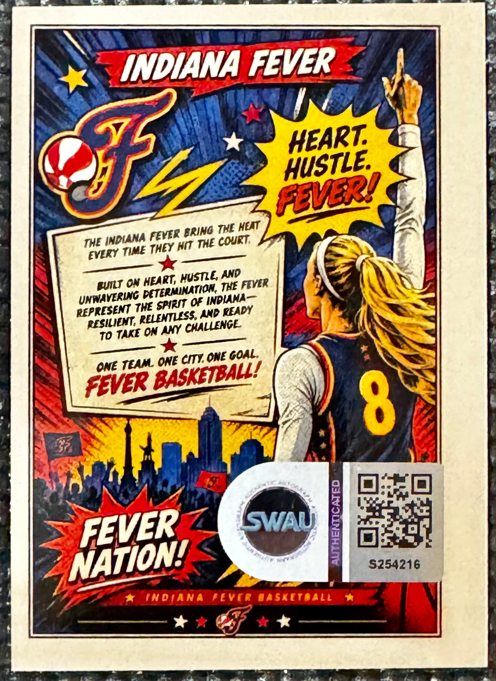 Sophie Cunningham autographed Custom Comic Book Card, SWAU SOA