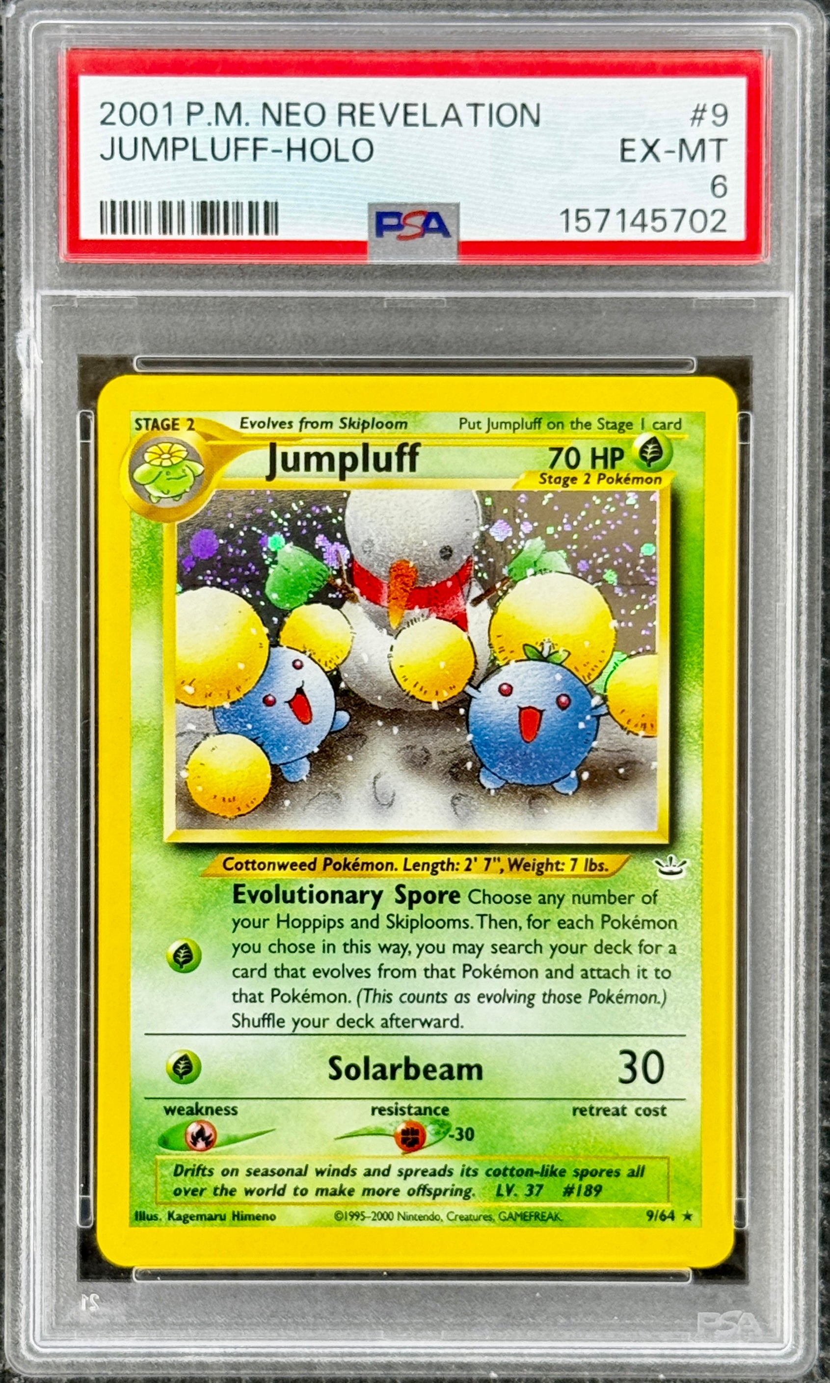 2001 P.M. Neo Revelation Jumpluff-Holo #9 PSA 6