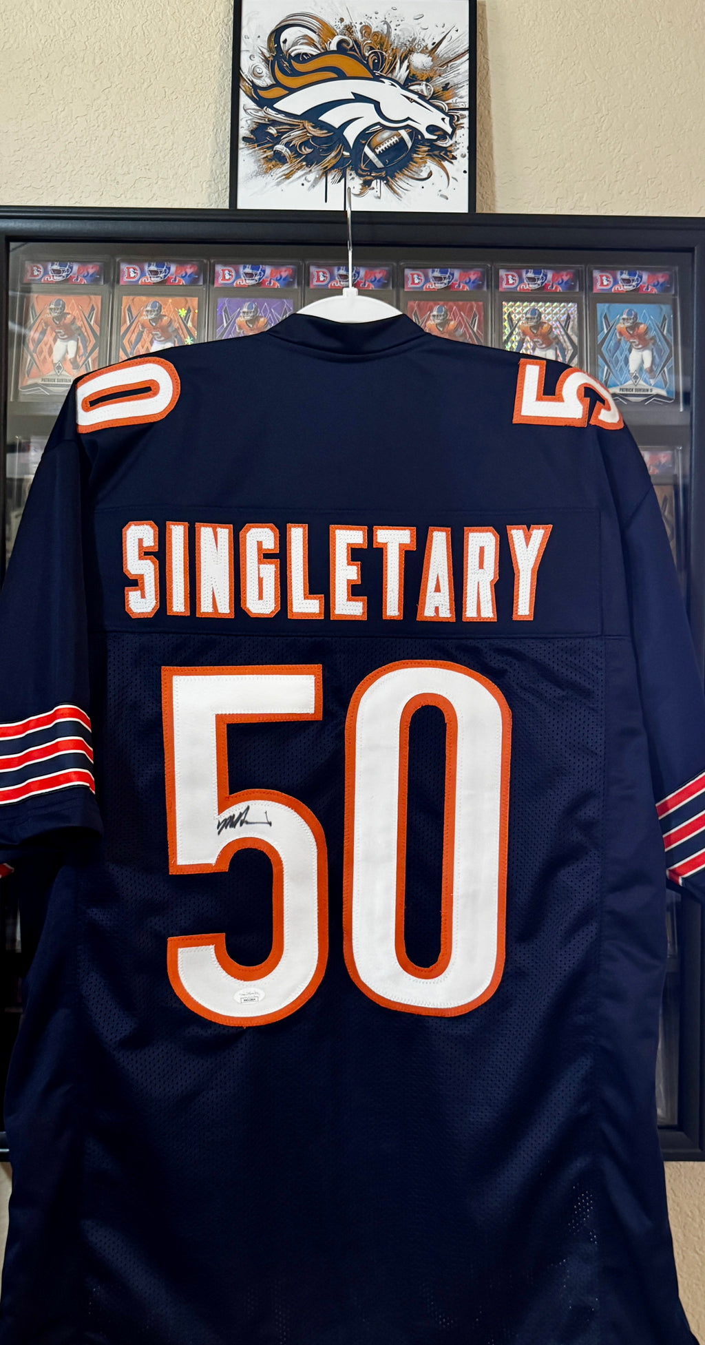 Mike Singletary Autographed Custom Bears Jersey, JSA SOA