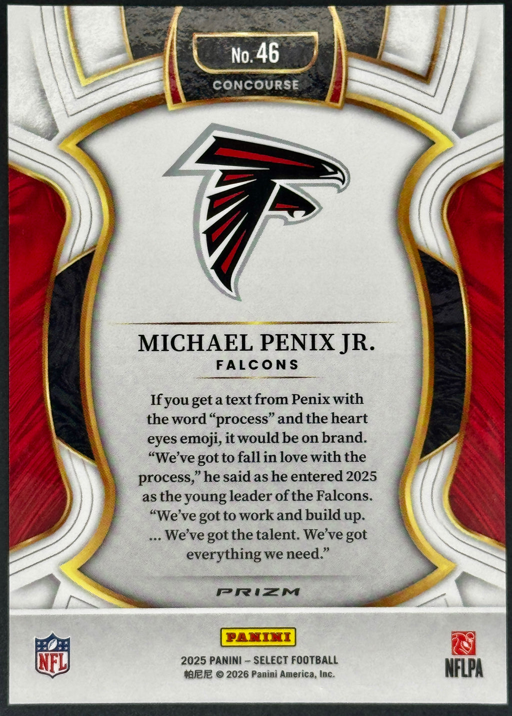2025 Panini Select Michael Penix Jr. Zebra # 46 Concourse
