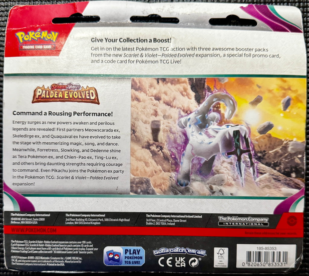 Pokémon Paldean Evolved 3 Pack Blister [Tinkatink]