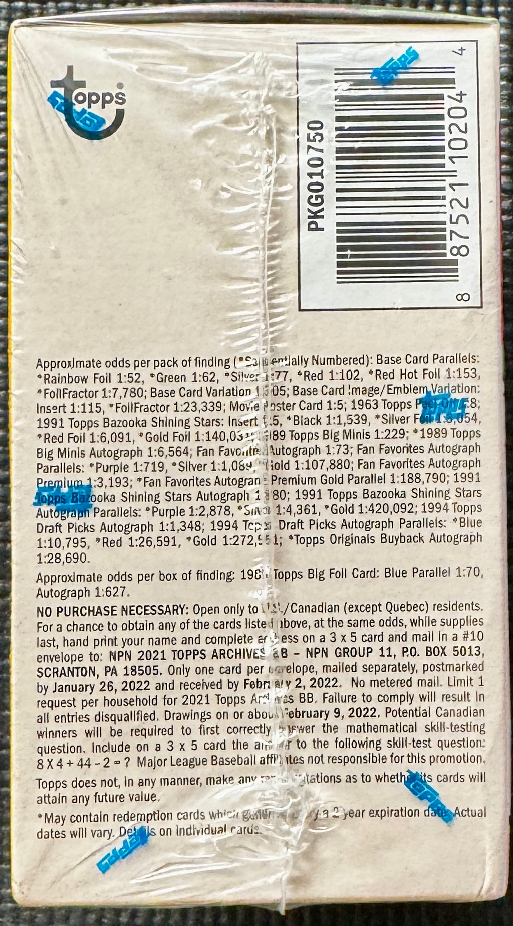 2021 Topps Archives Baseball Blaster Box