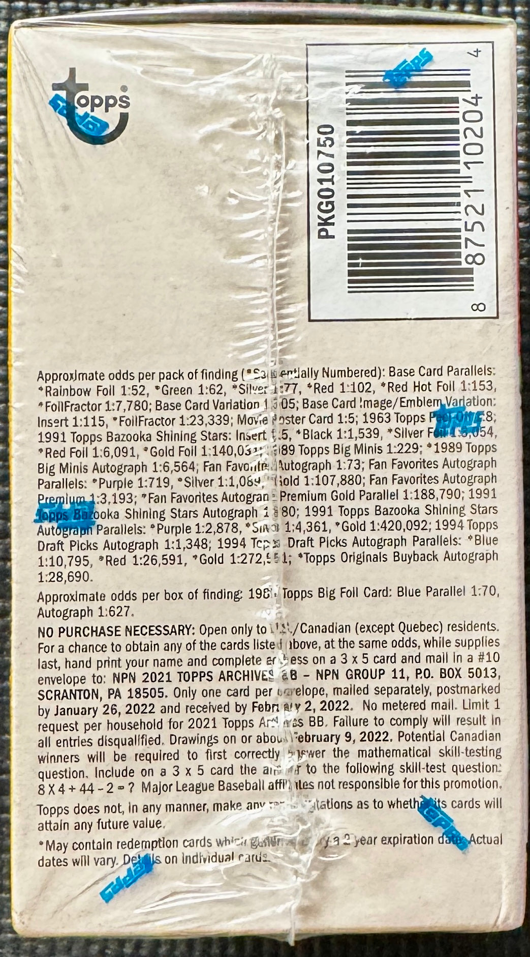 2021 Topps Archives Baseball Blaster Box