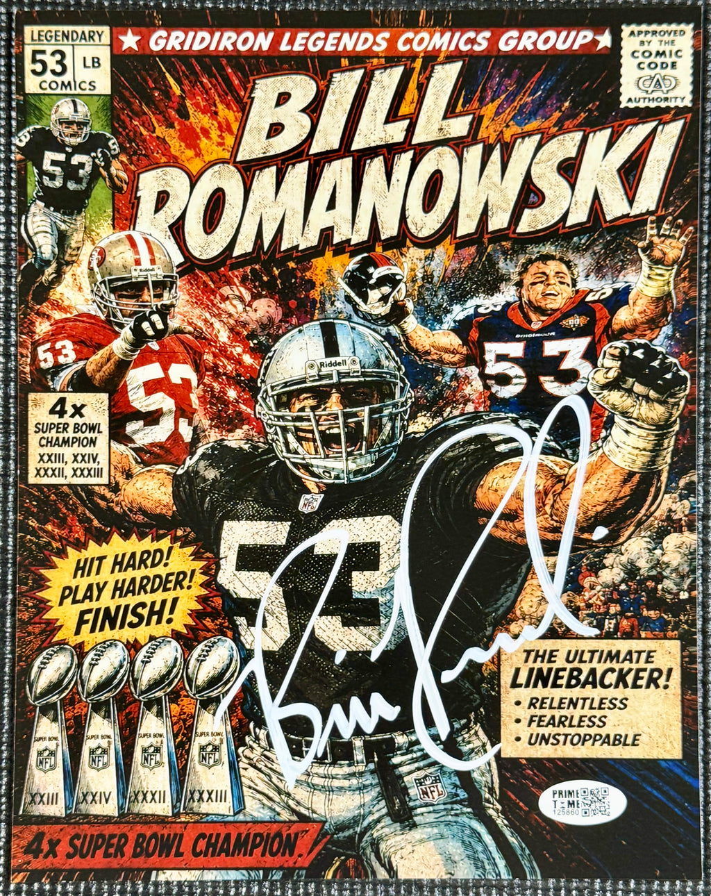 Bill Romanowski Autographed 8 x 10 Photo, Prime Time SOA