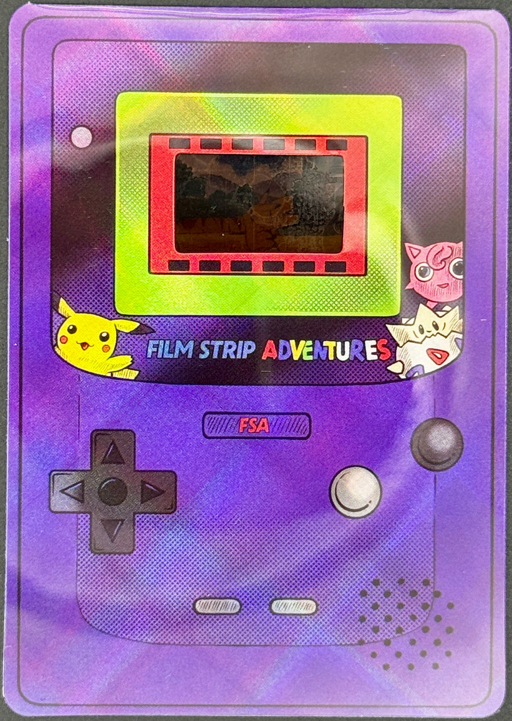 Authentic Pokémon 35mm Film Cell in FSA Custom Card Holder (🎬Pikachu’s Rescue Adventure (1999))