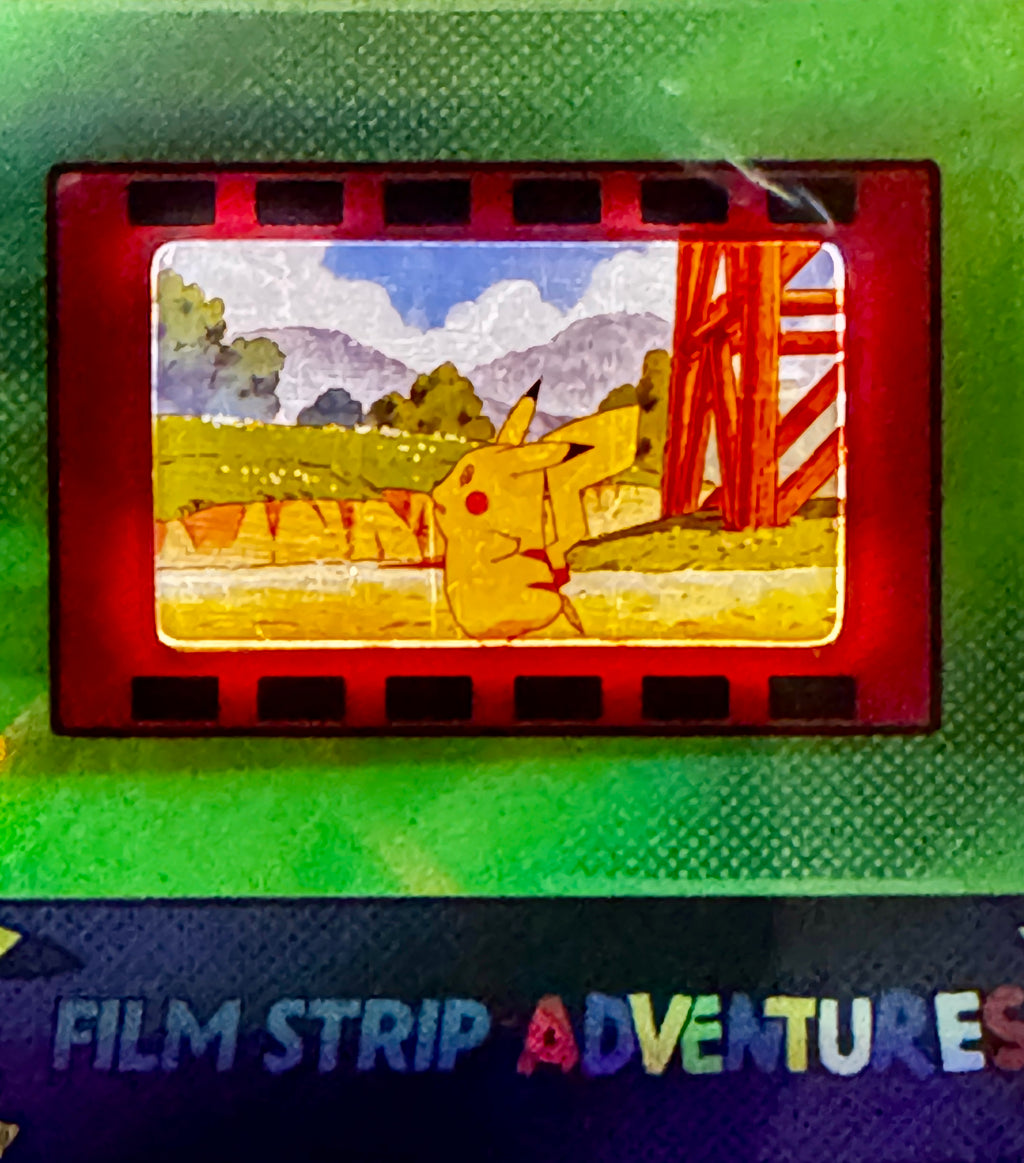 Authentic Pokémon 35mm Film Cell in FSA Custom Card Holder (🎬Pikachu’s Rescue Adventure (1999))