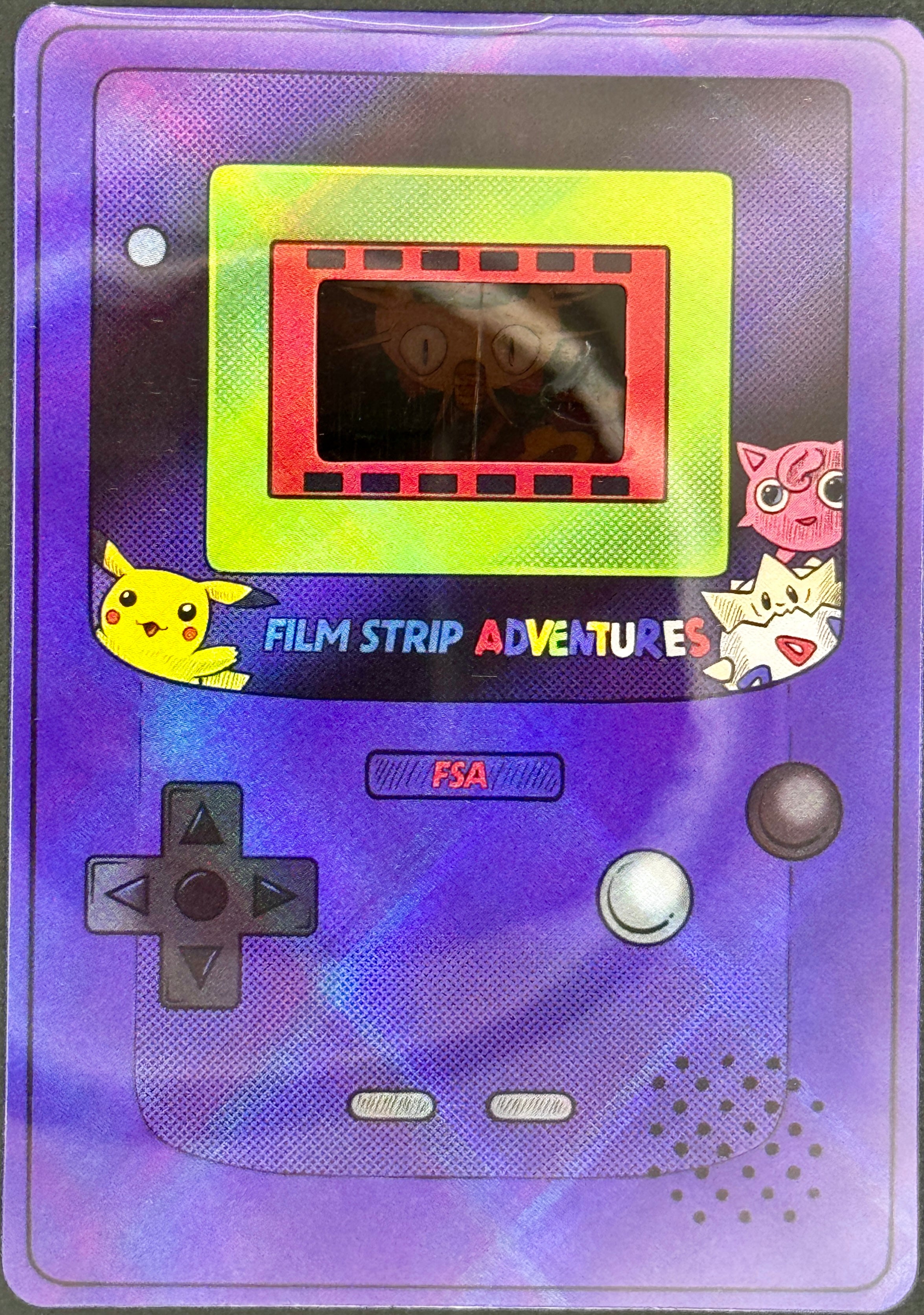 Authentic Pokémon 35mm Film Cell in FSA Custom Card Holder (Meowth inThe First Movie — Mewtwo Strikes Back (1998/1999))