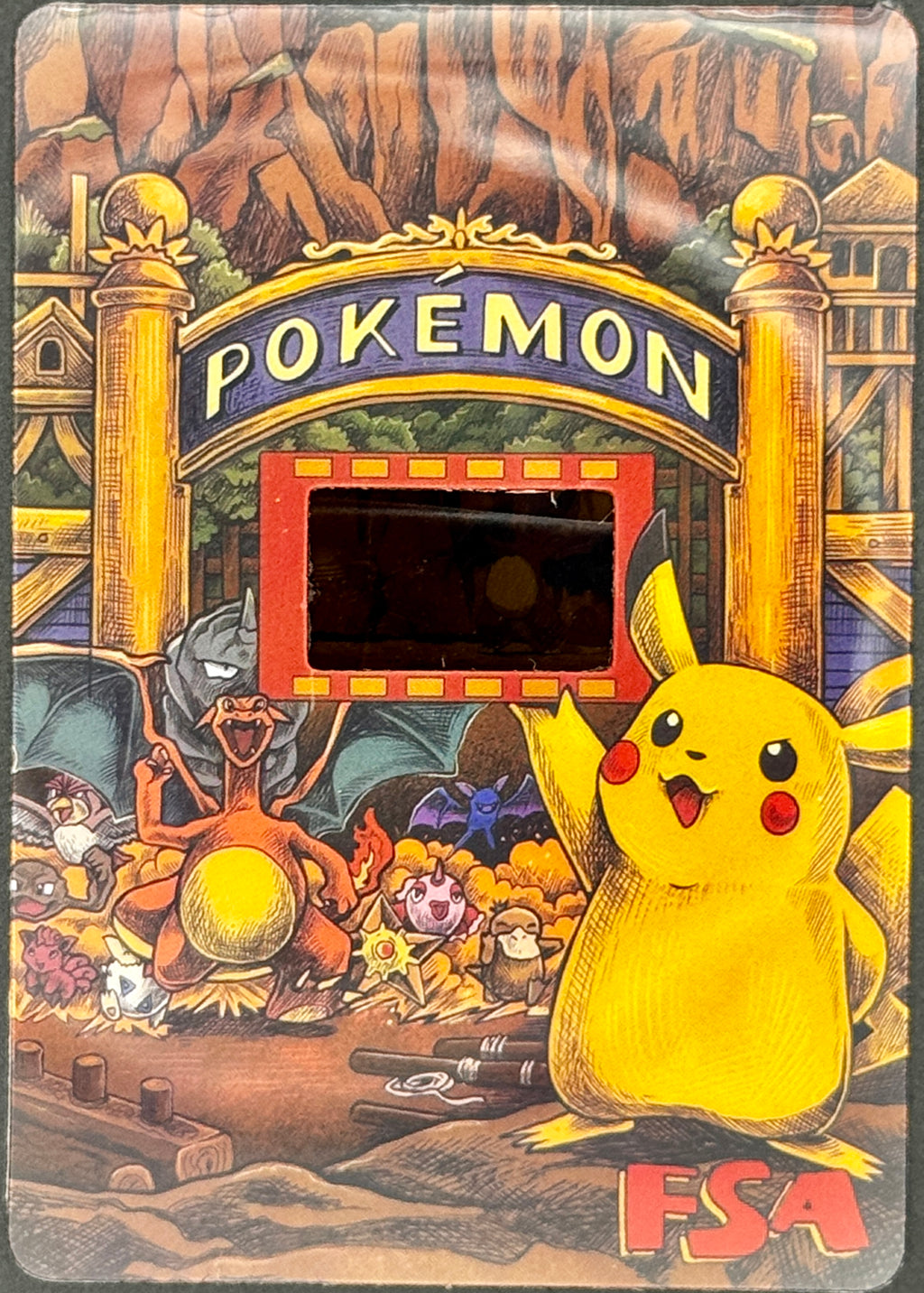 Authentic Pokémon 35mm Film Cell 🎬 Charizard Crash Scene from Pikachu's Vacation — FSA Custom Card Holder