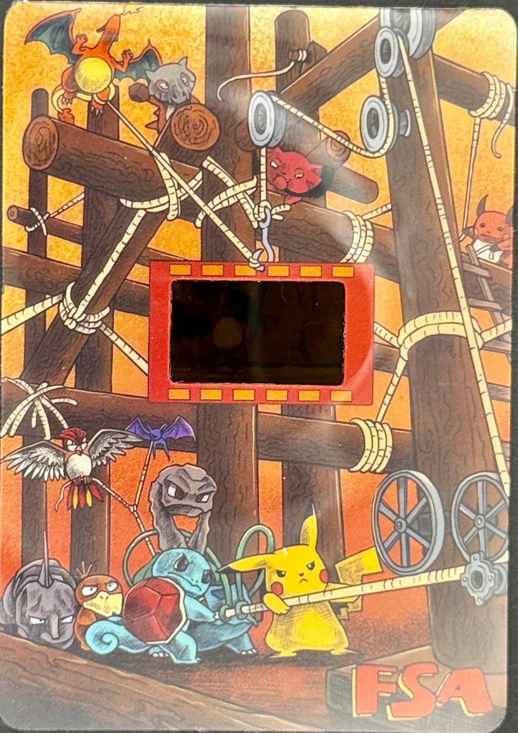 Authentic Pokémon 35mm Film Cell 🎬 Charizard Crash Scene from Pikachu's Vacation — FSA Custom Card Holder